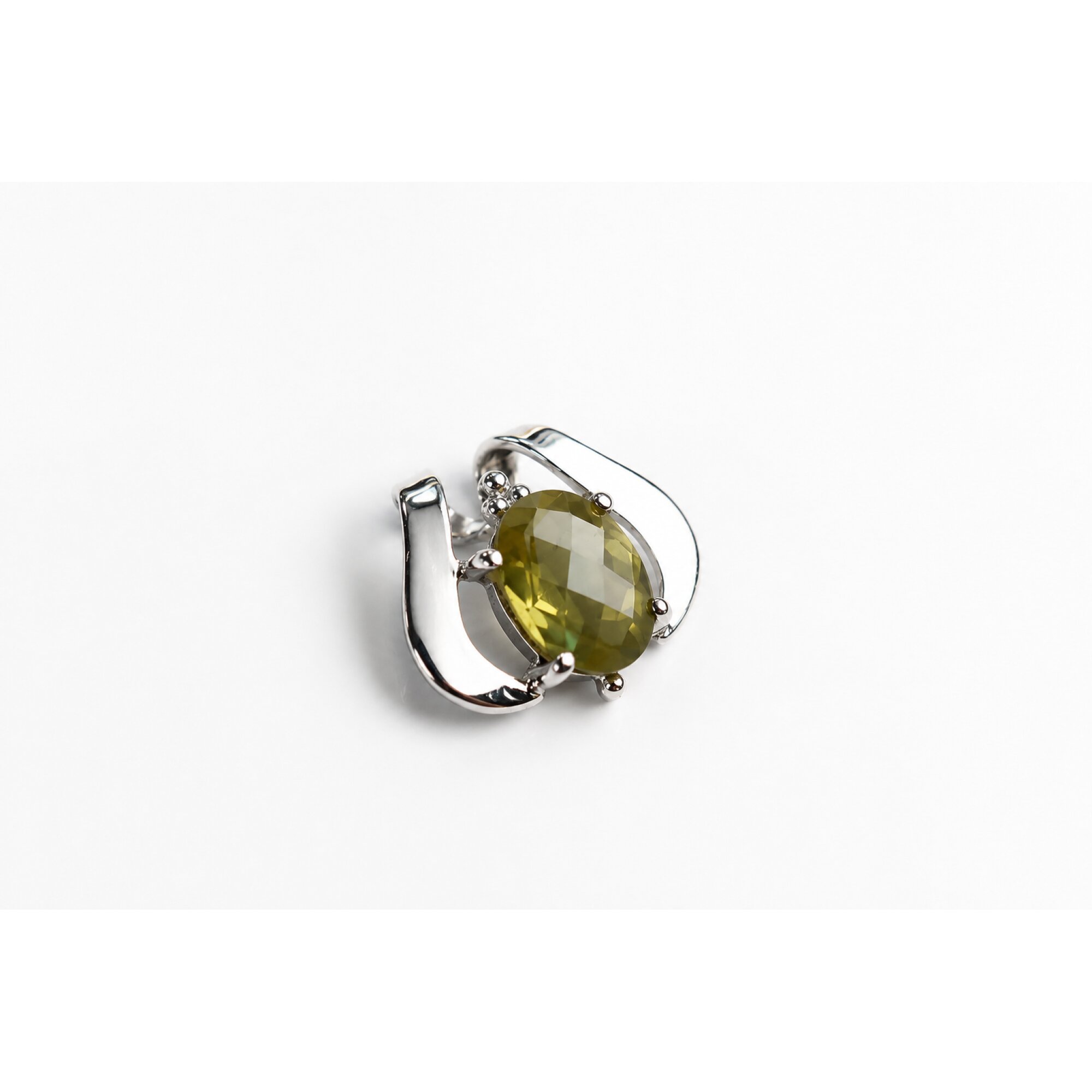 Clear yellow Natural Lemon Quartz oval 925 Sterling Silver Pendant 25 mm – photo 3
