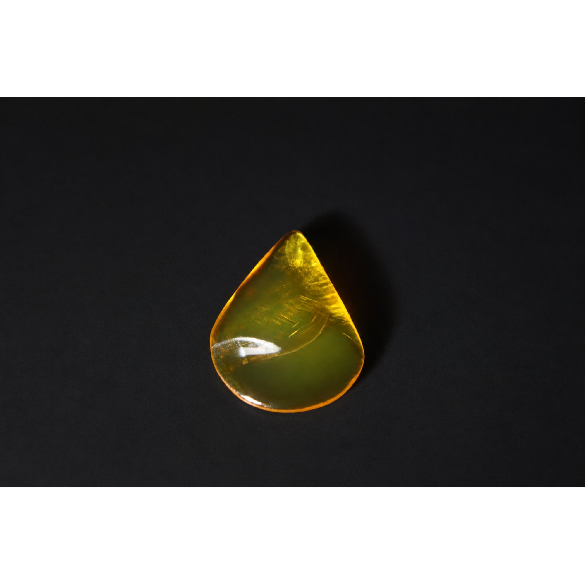 Clear green yellow Natural Dominican Amber teardrop Polished Stone 24 mm – photo 3