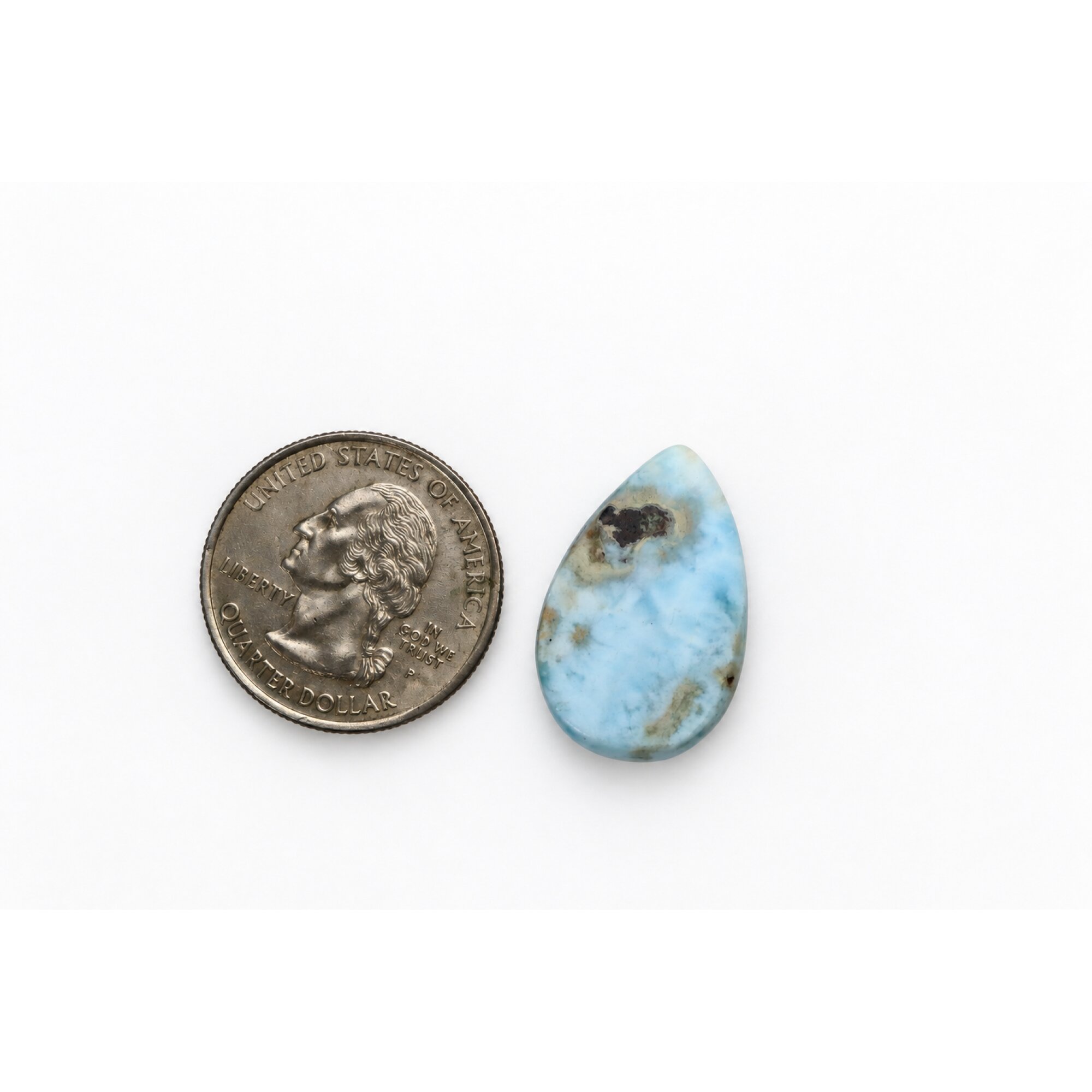 Handcrafted Polished: Natural Dominican Larimar Cabochon 24mm – photo 6