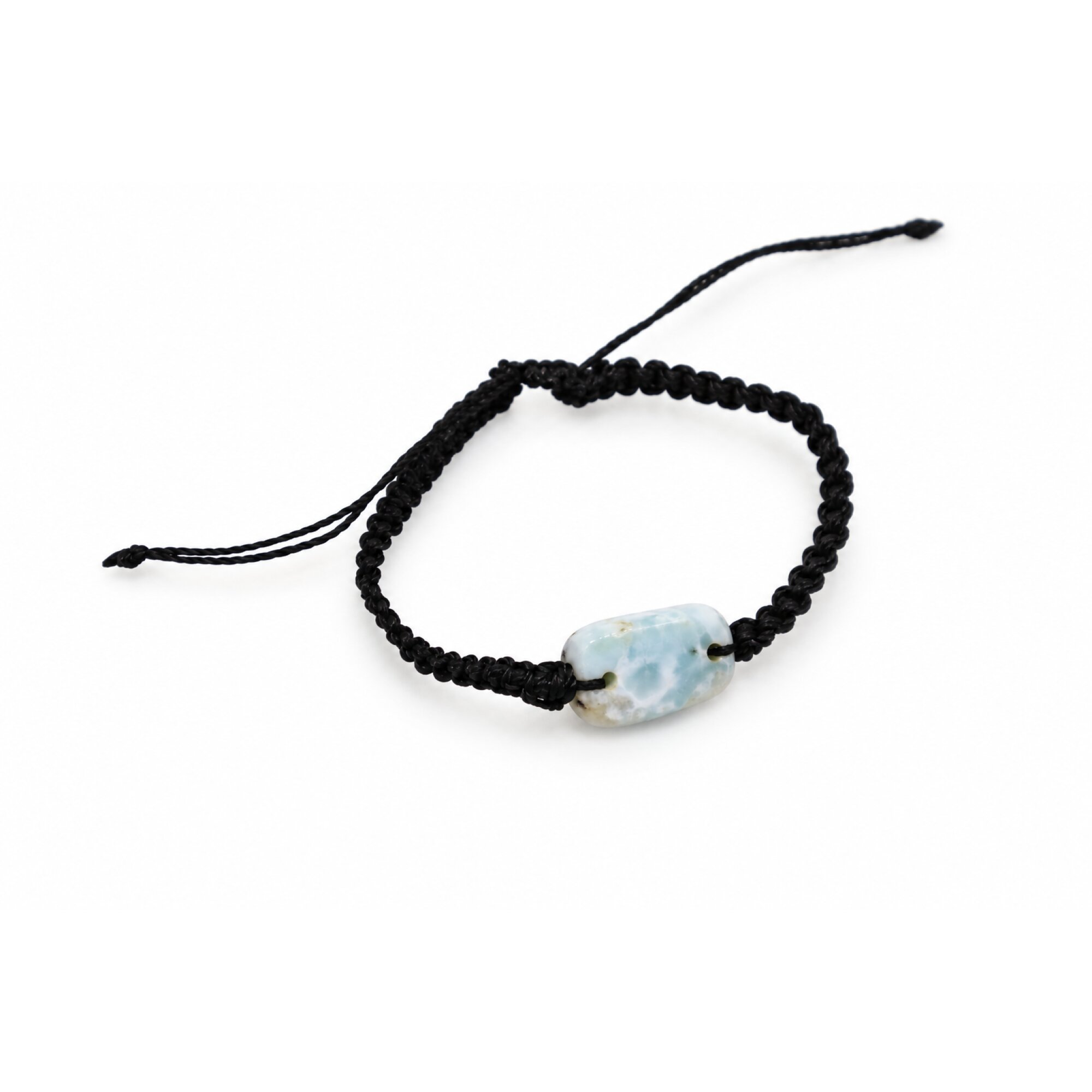 Handmade light blue Dominican Larimar macrame bracelet 23mm – photo 4