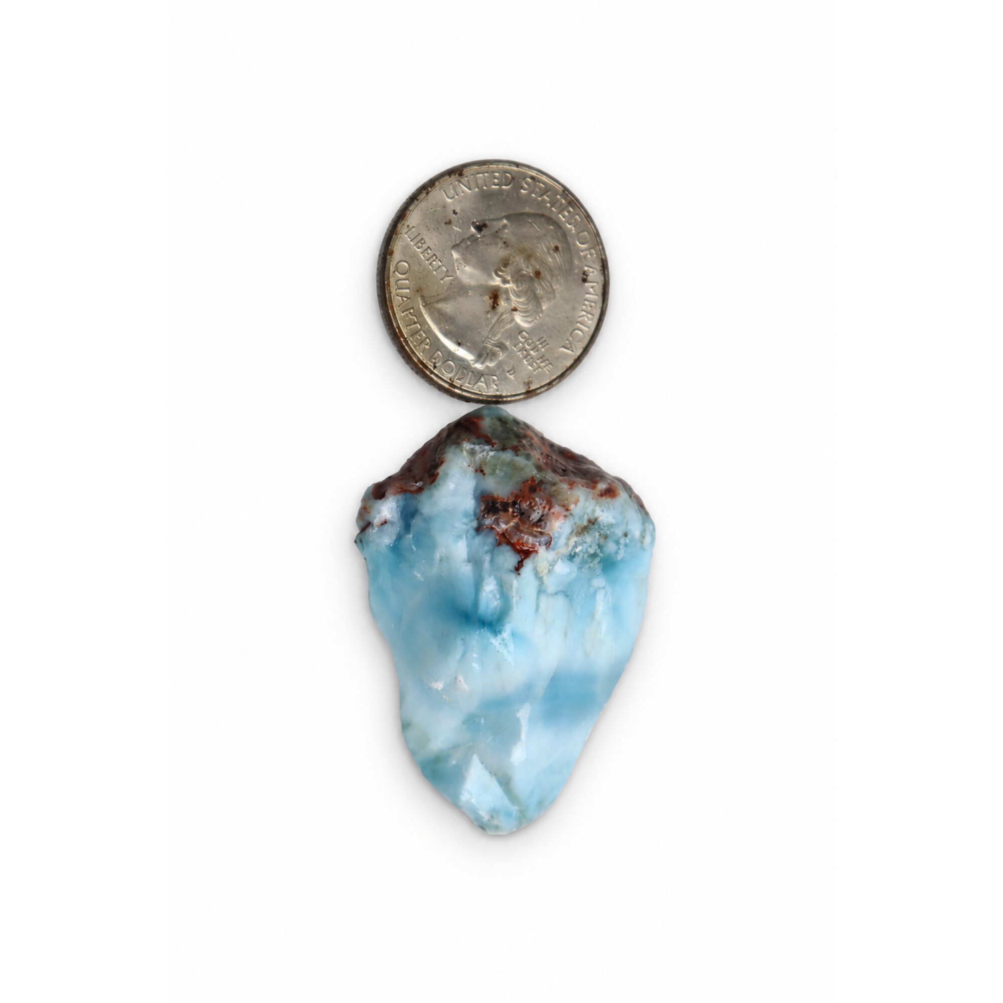Nature created sky blue rough Dominican Larimar 41mm – photo 2