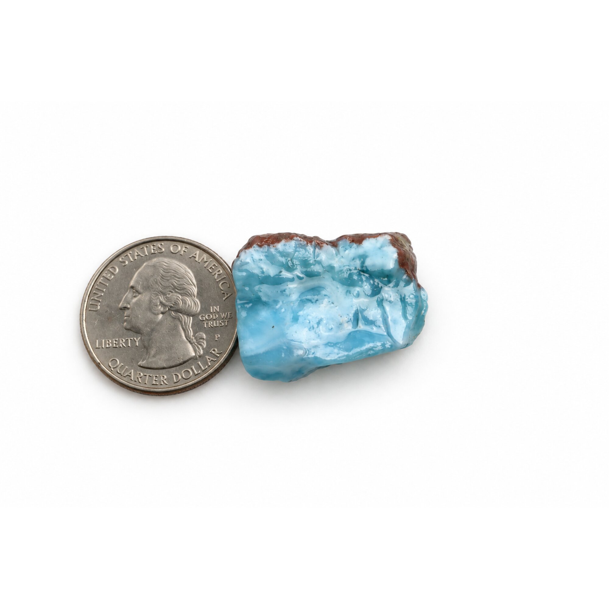 Natural sky blue rough Dominican Larimar 27mm – photo 3