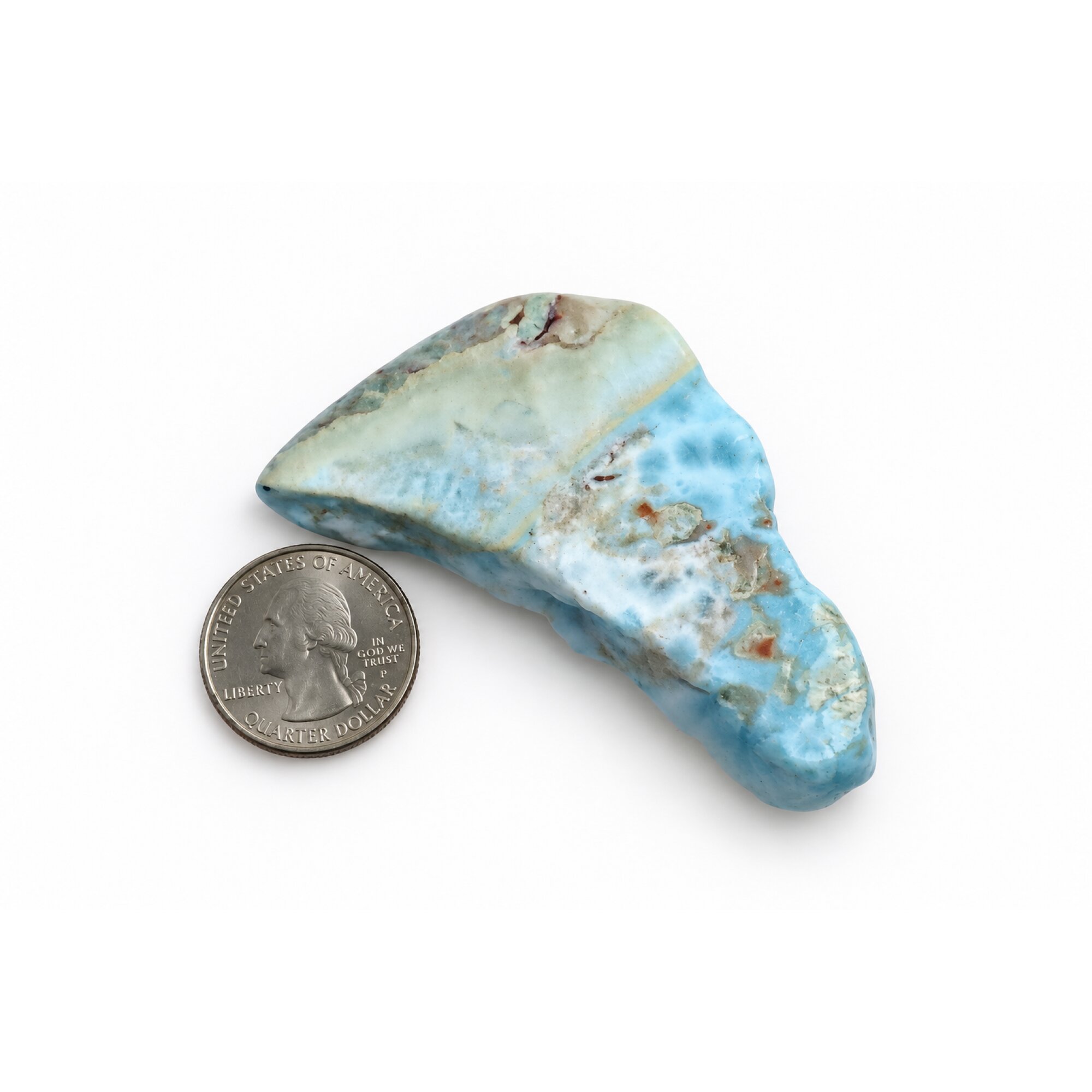 Untreated sky blue rough Dominican Larimar 76mm – photo 2