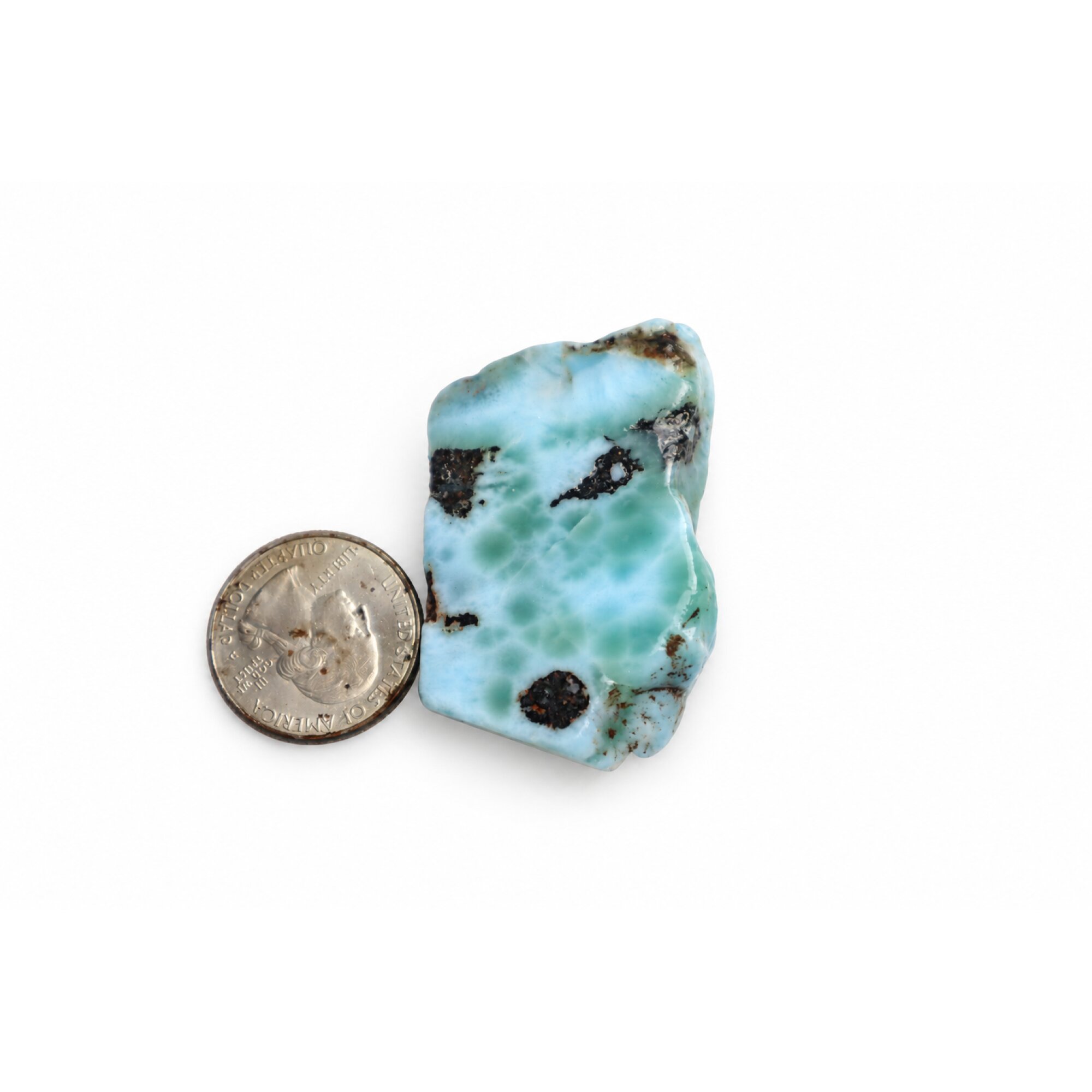 Naturally beautiful green blue rough Dominican Larimar 49mm – photo 2