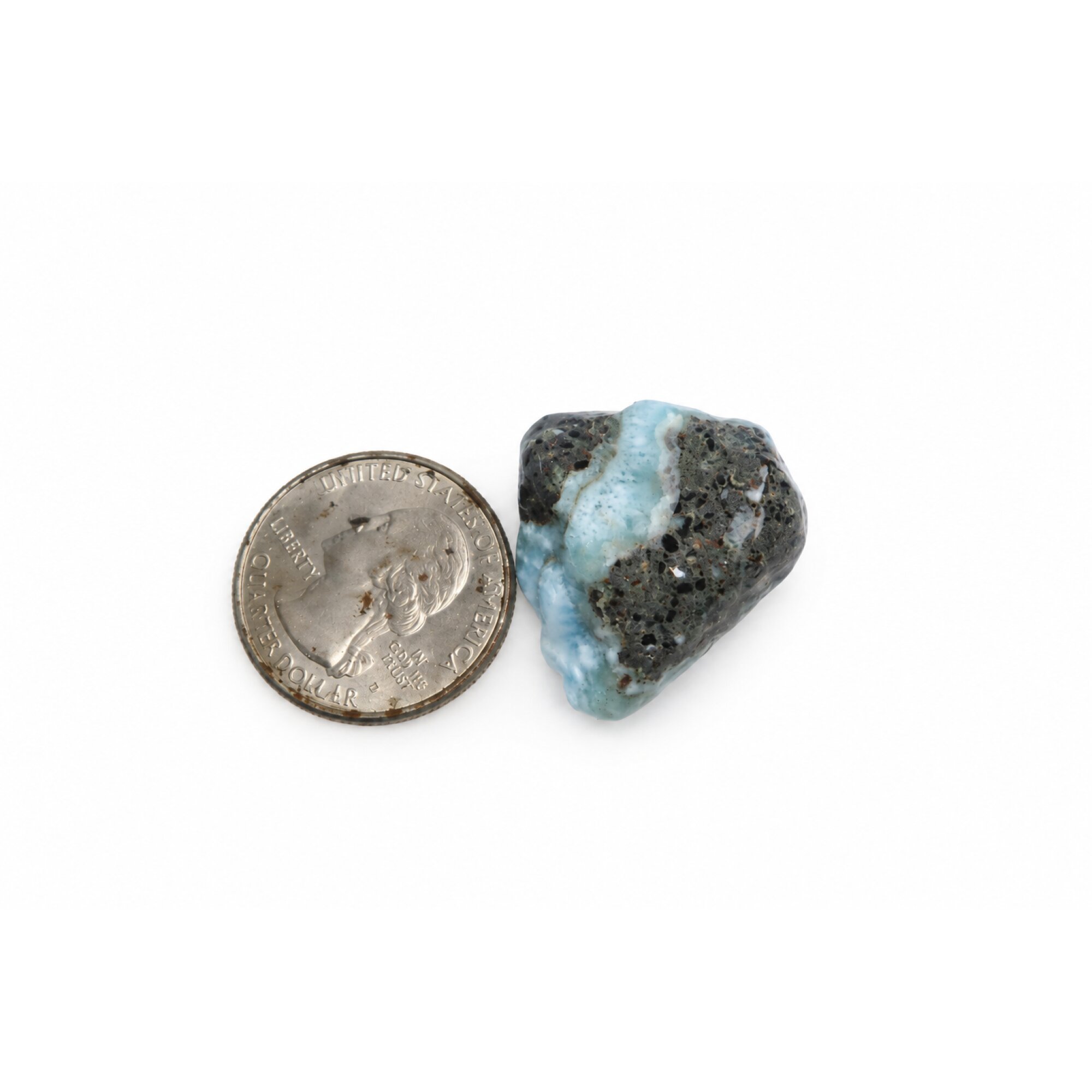Organic beauty ocean blue rough Dominican Larimar 27mm – photo 2