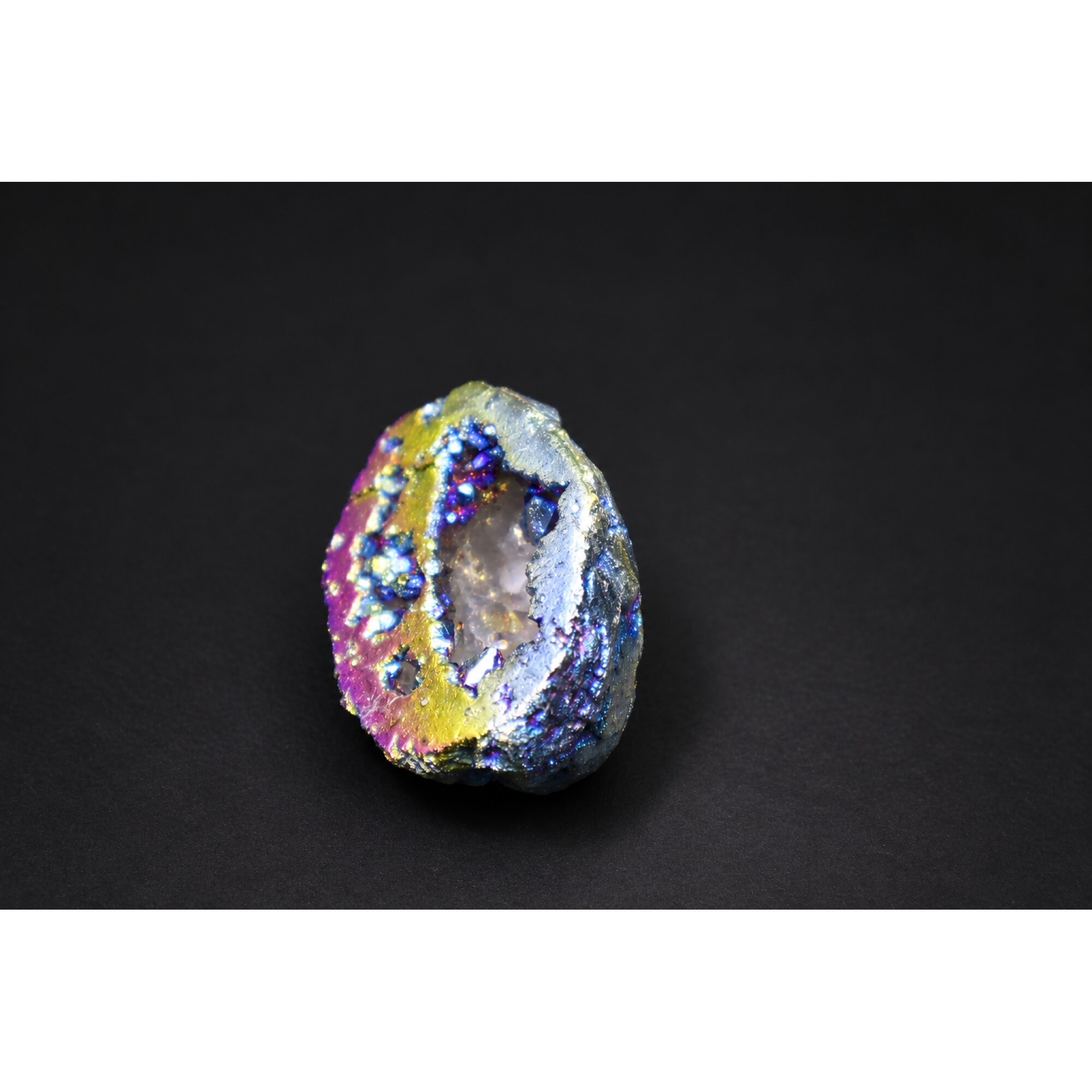 Genuine Rainbow pink titanium aura quartz druzy geode raw specimen 46mm – photo 7