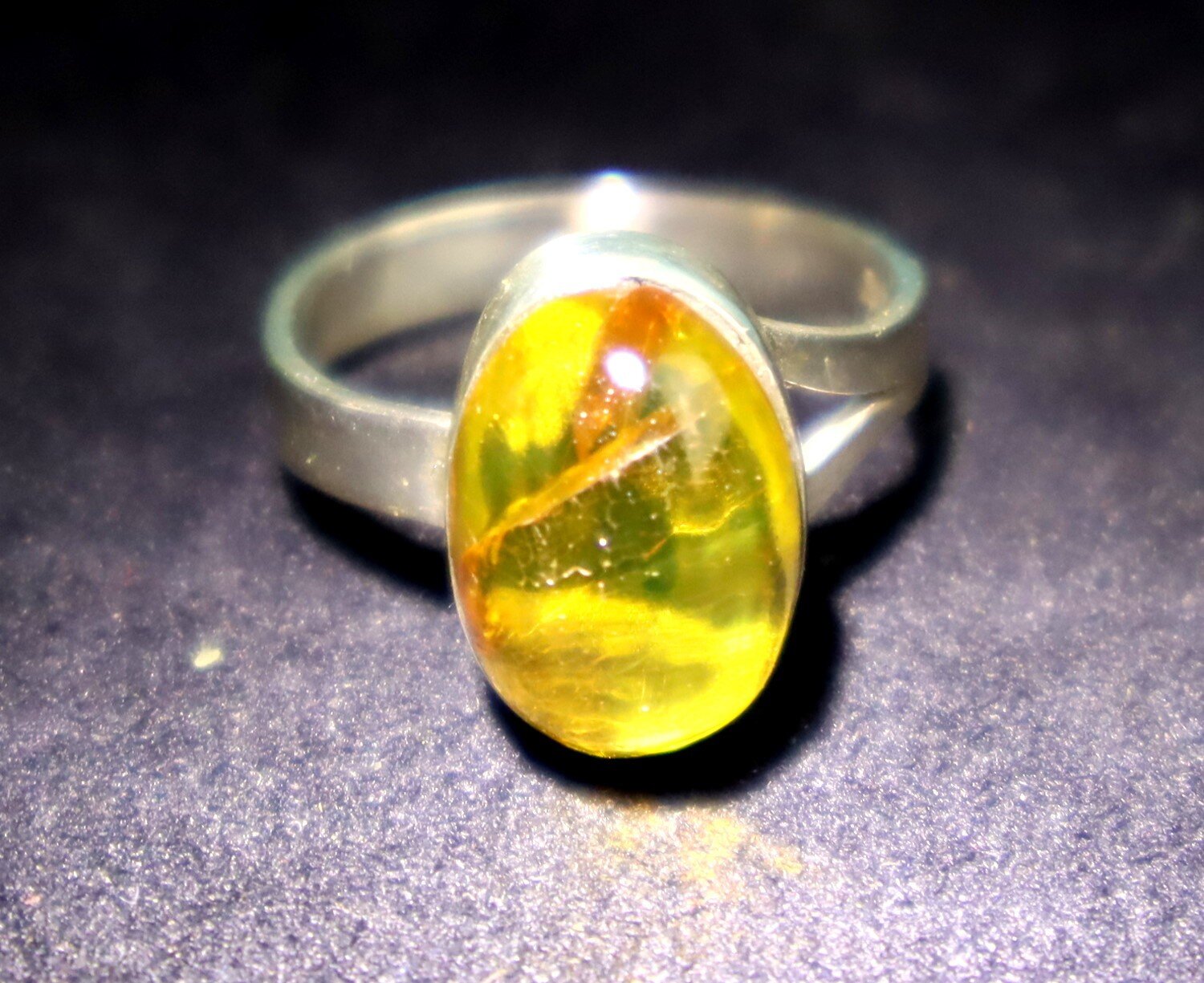 Beautiful Natural Clear Light Orange Amber .925 Sterling Silver Ring #6 – photo 4