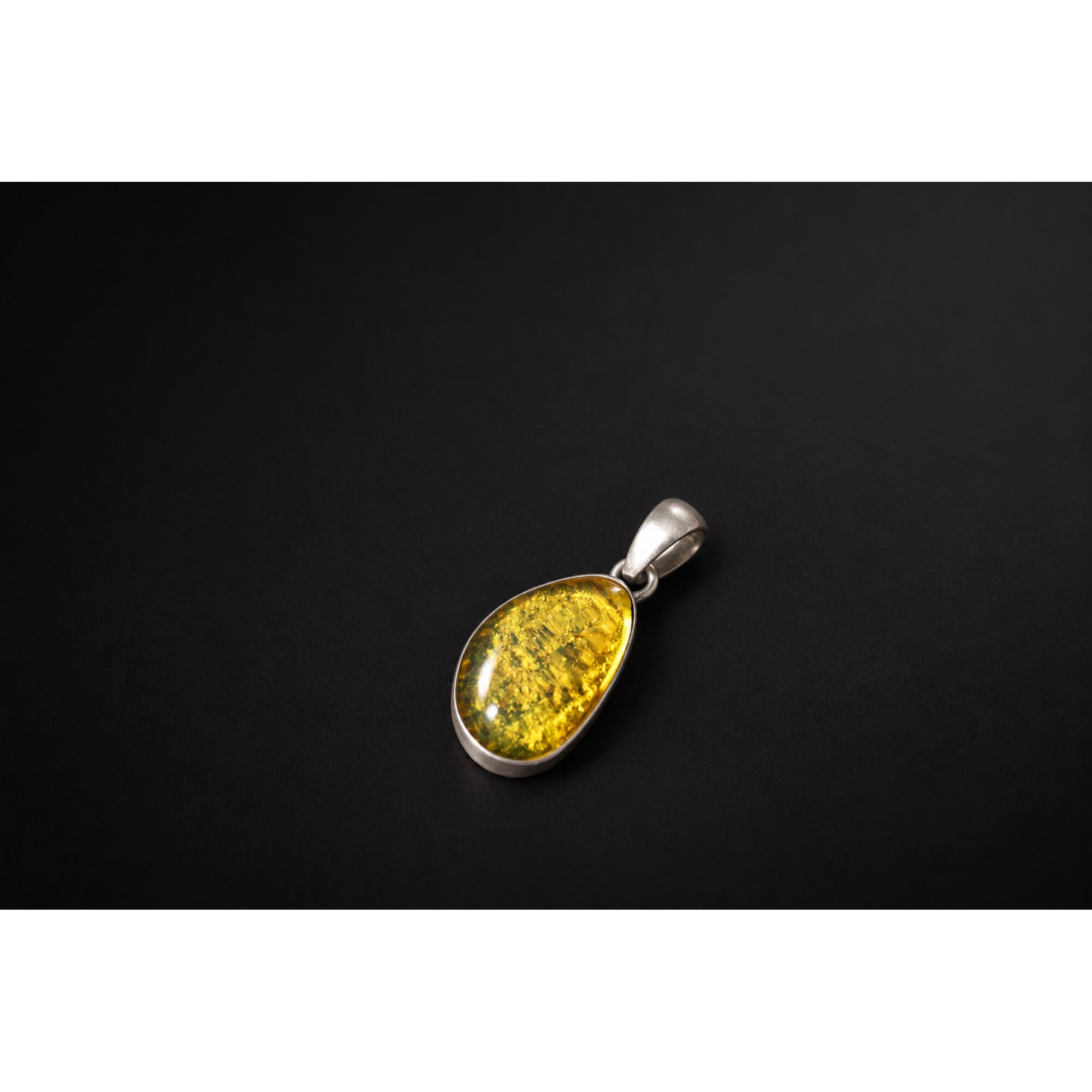 Handmade dark yellow Dominican amber sterling silver pendant 27mm – photo 4