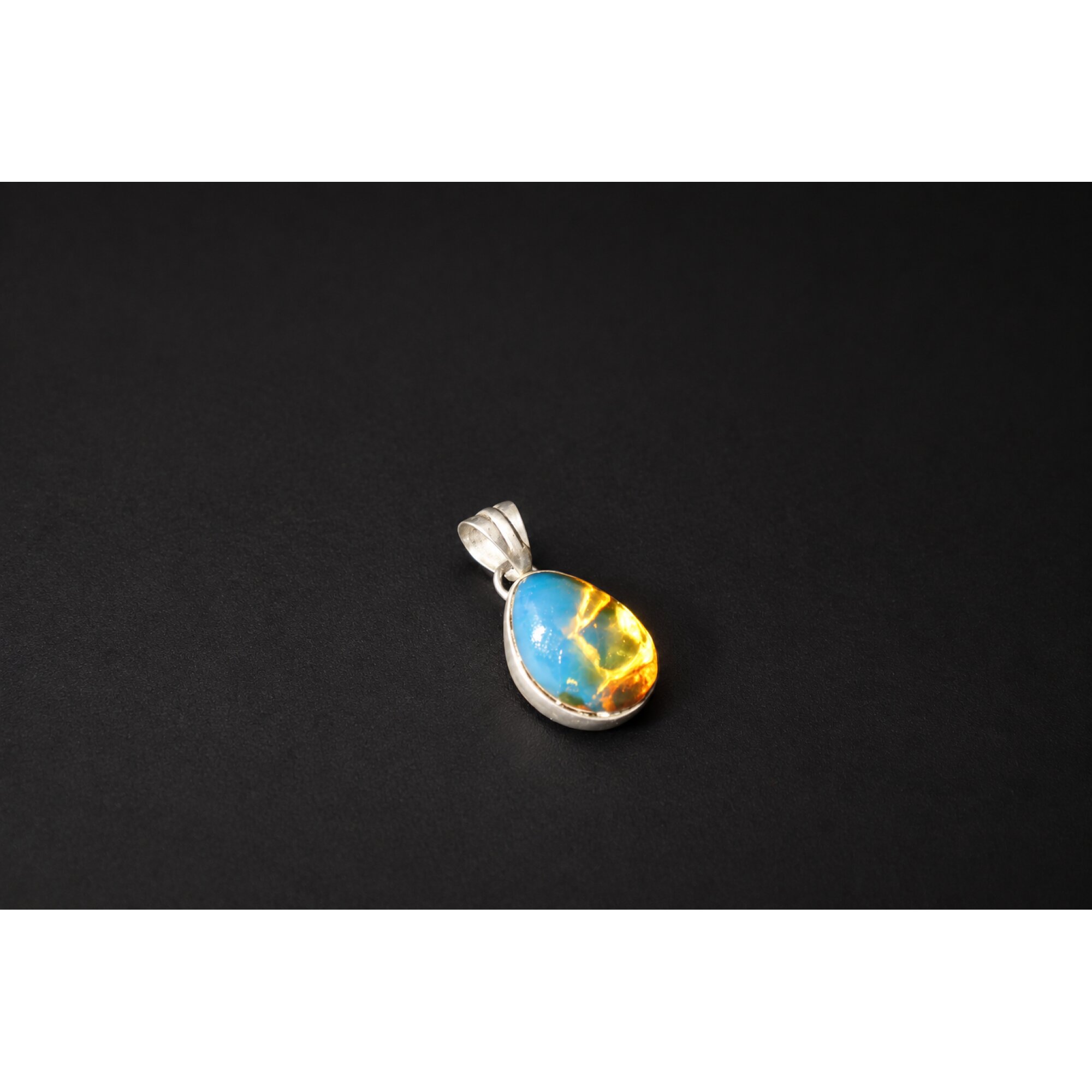 Genuine handcrafted sky blue Dominican amber sterling silver pendant 25mm – photo 2