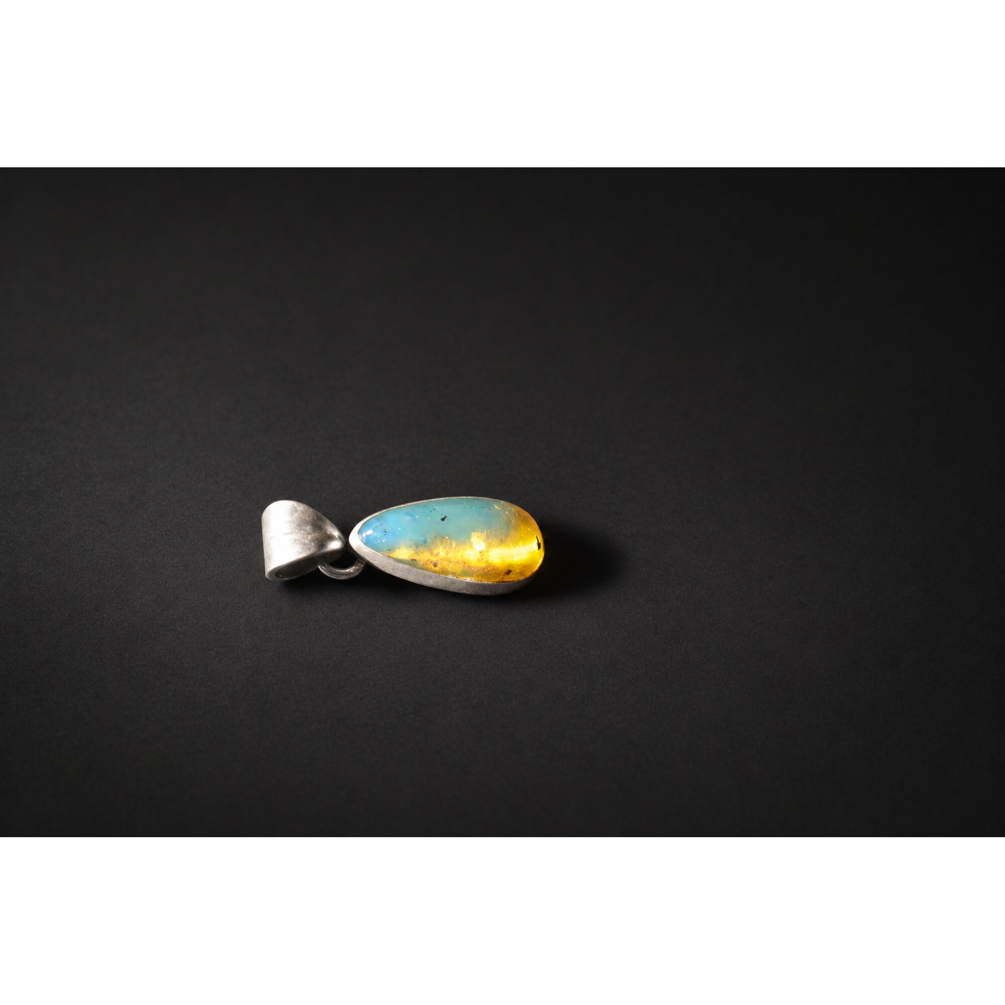 Handcrafted sky blue Dominican amber sterling silver pendant 27.5mm – photo 6