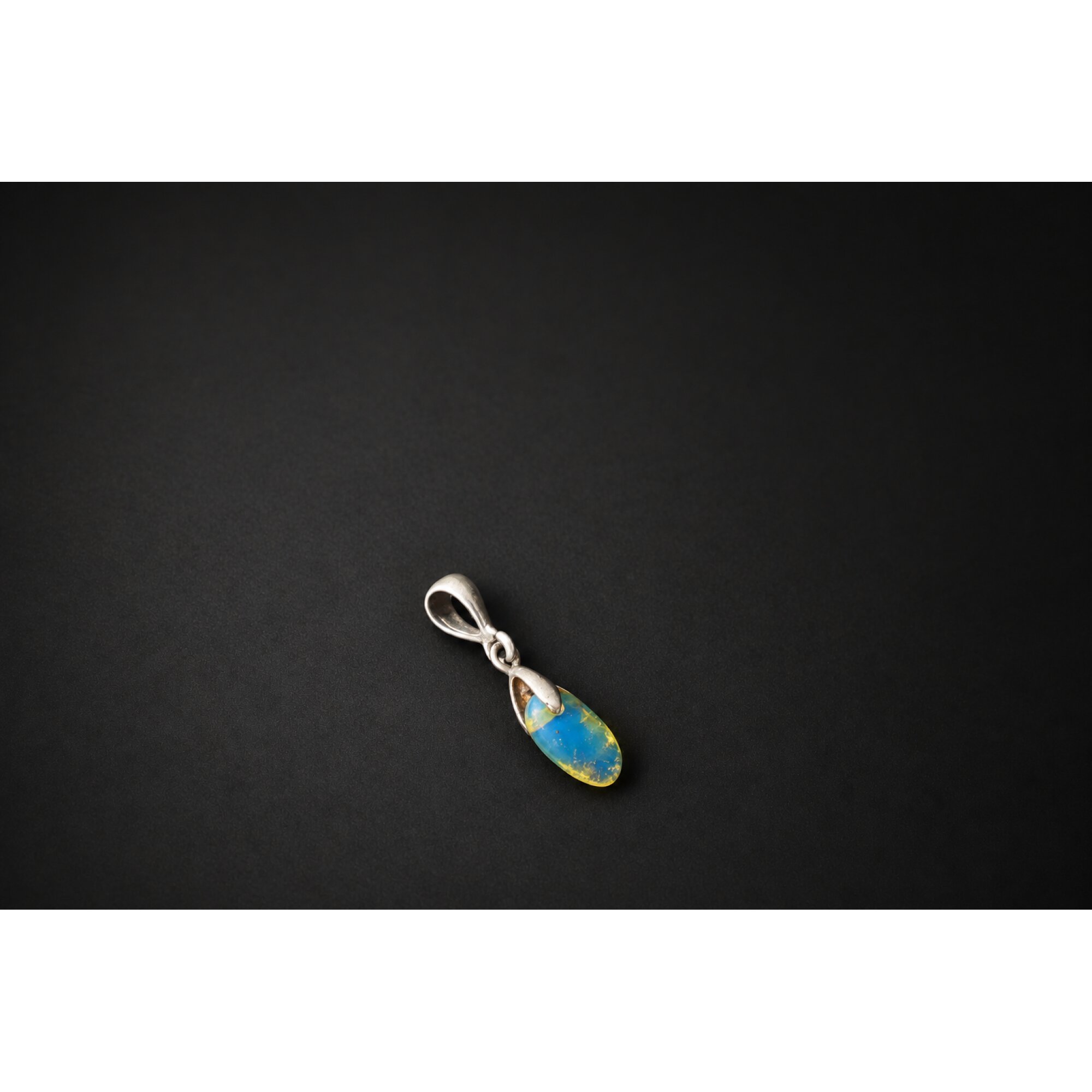 Artisan crafted sky blue Dominican amber sterling silver pendant 25mm – photo 5