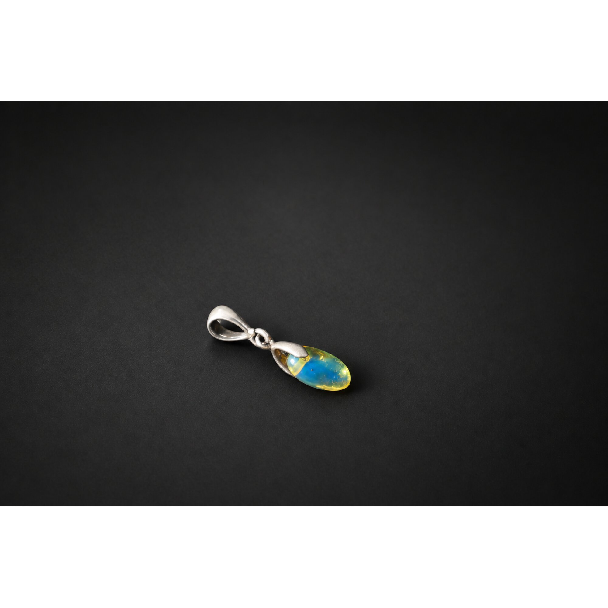 Artisan crafted sky blue Dominican amber sterling silver pendant 25mm – photo 6