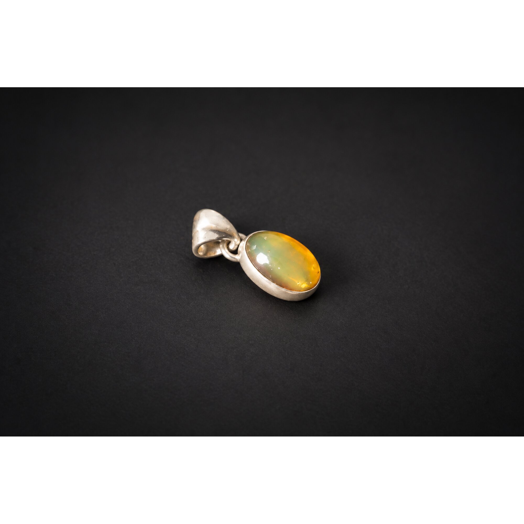 Artisan crafted orange green Dominican amber sterling silver pendant 20.5mm – photo 5