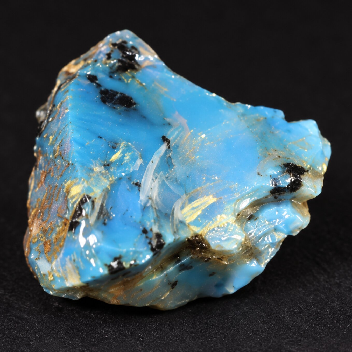 Natural sky blue rough specimen Dominican amber 30mm