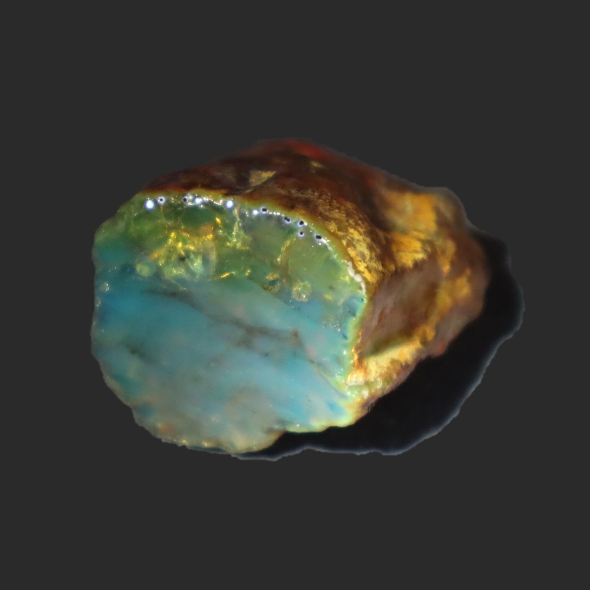 Naturally formed cognac blue rough specimen Dominican amber 31mm – photo 8