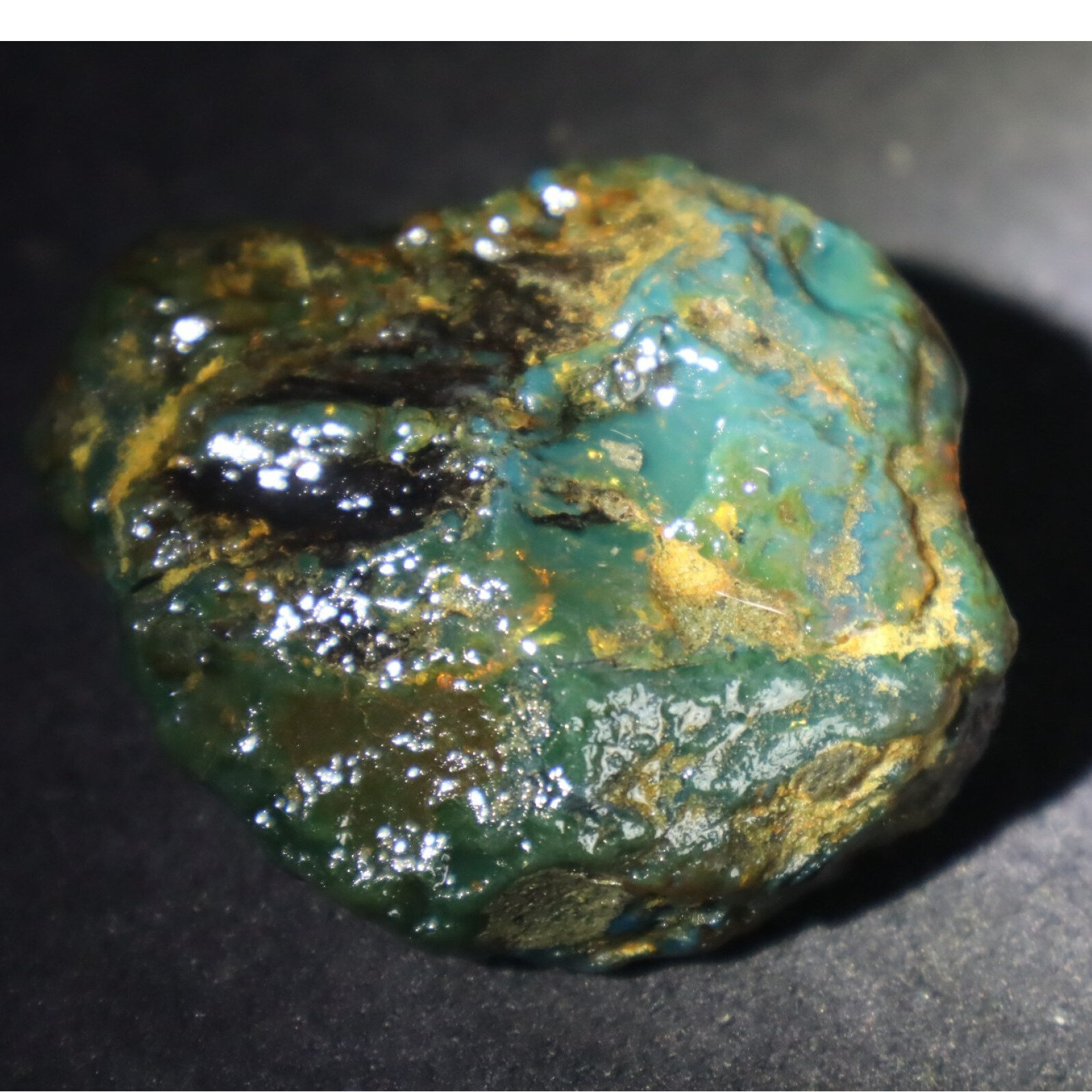Authentic green blue rough specimen Dominican amber 55mm