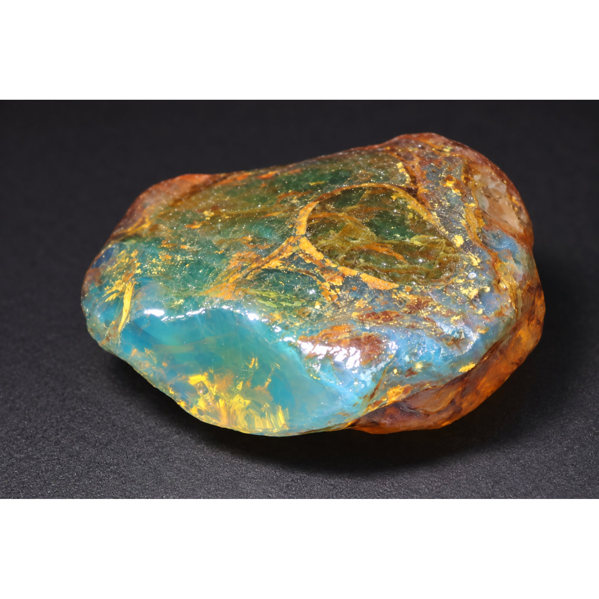 Real orange blue rough specimen Dominican amber 44mm – photo 13