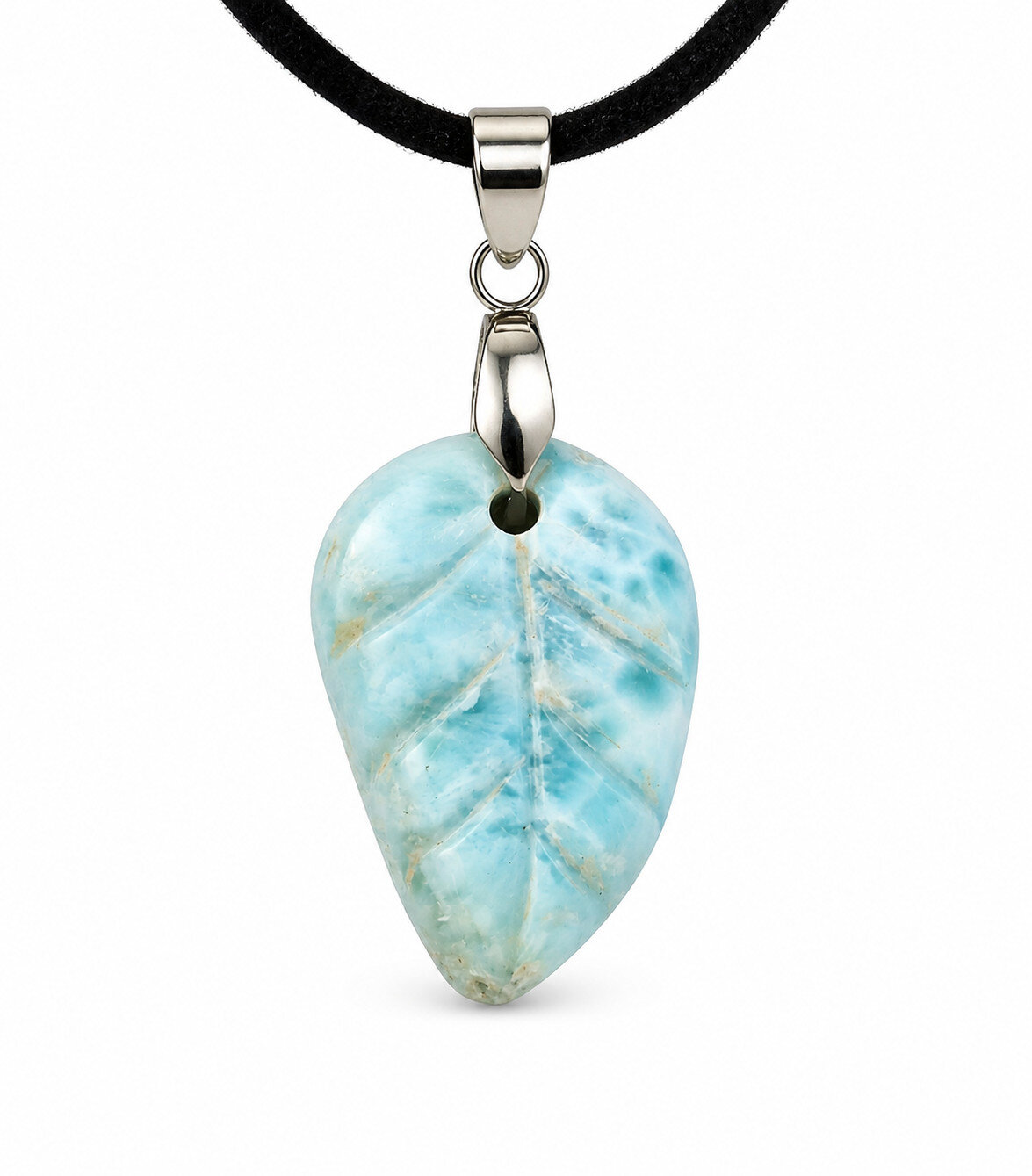 Handcrafted Natural Ocean Blue Larimar Necklace adjustable free cord