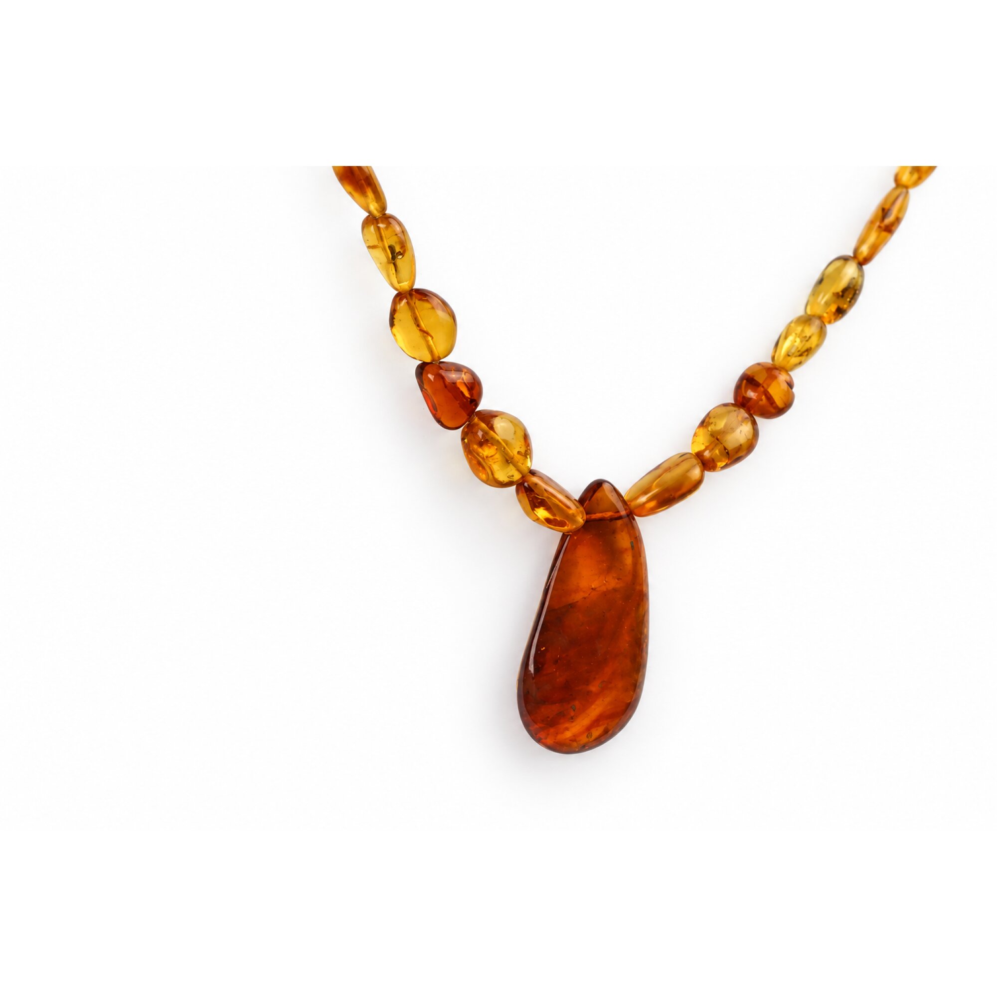 Skilled craftsmanship orange red Dominican amber sterling silver necklace 18.9in – photo 13