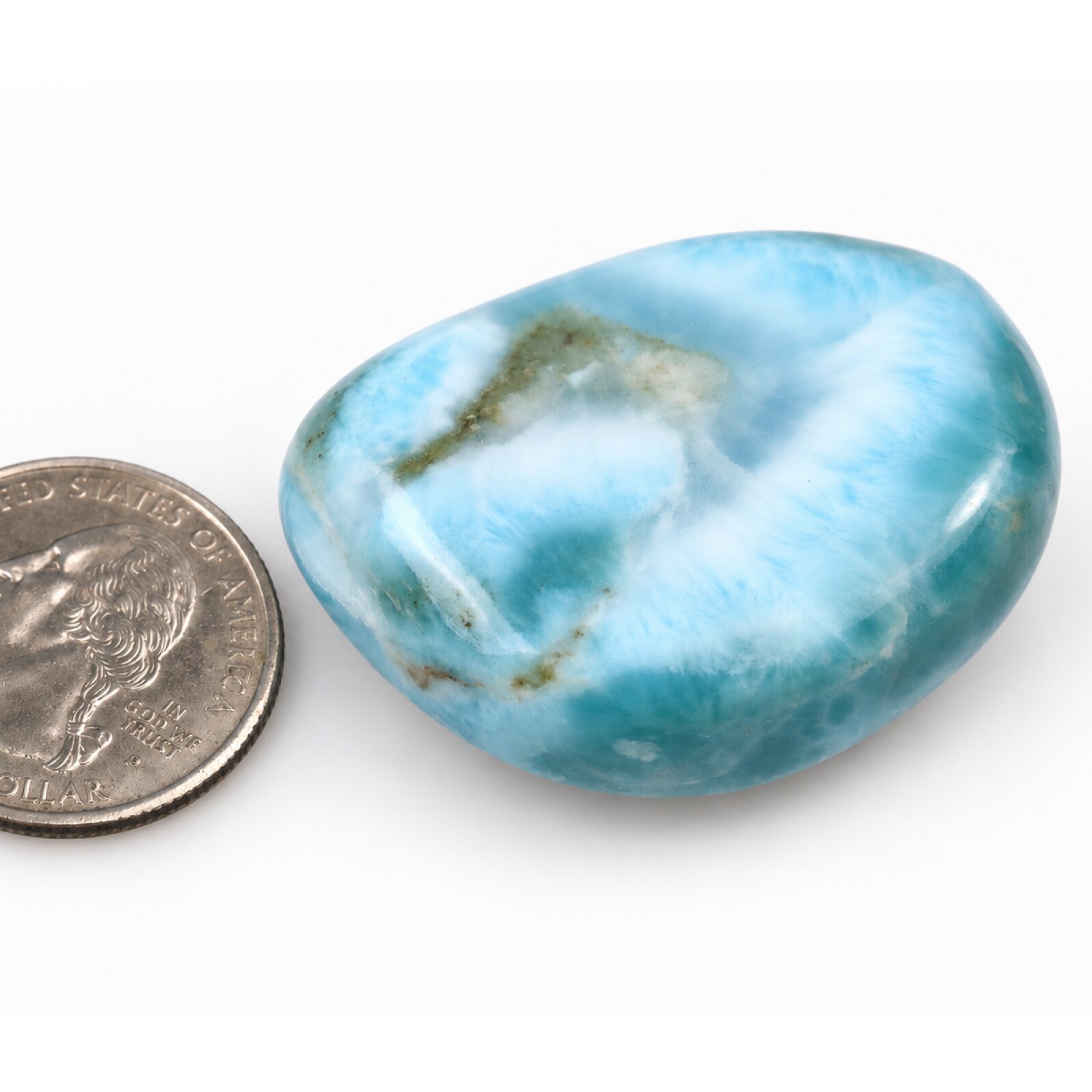 Genuine ocean green blue polished Dominican Larimar 43mm – photo 6