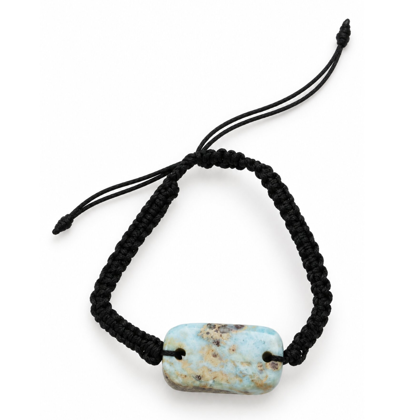 Natural cafe blue Dominican Larimar macrame 26mm