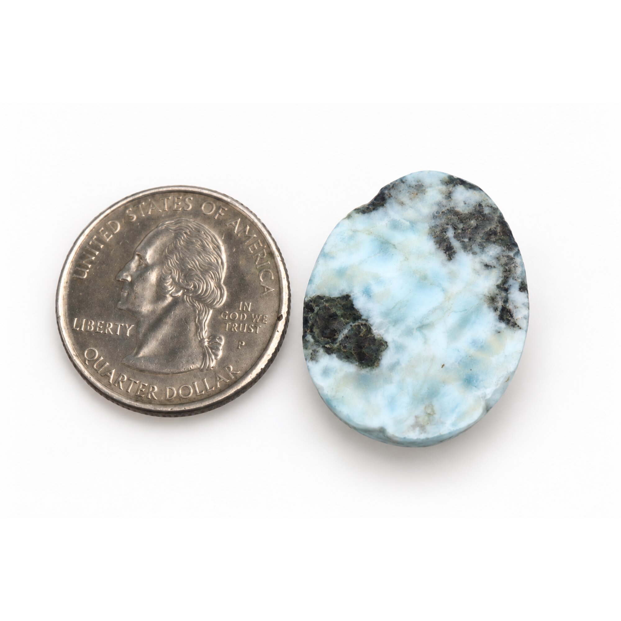 Authentic sky blue Dominican Larimar cabochon 27mm – photo 6