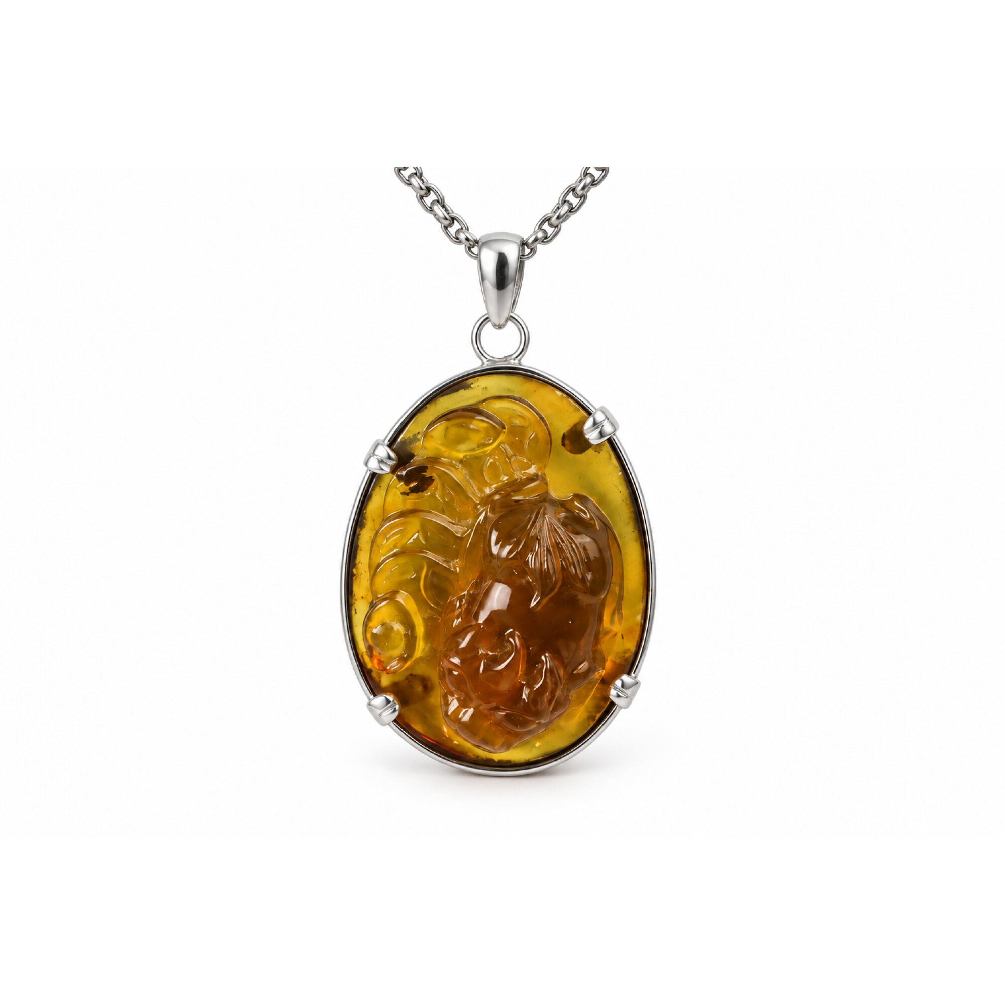 Earth mined sky blue Dominican amber sterling silver amber 55mm – photo 8