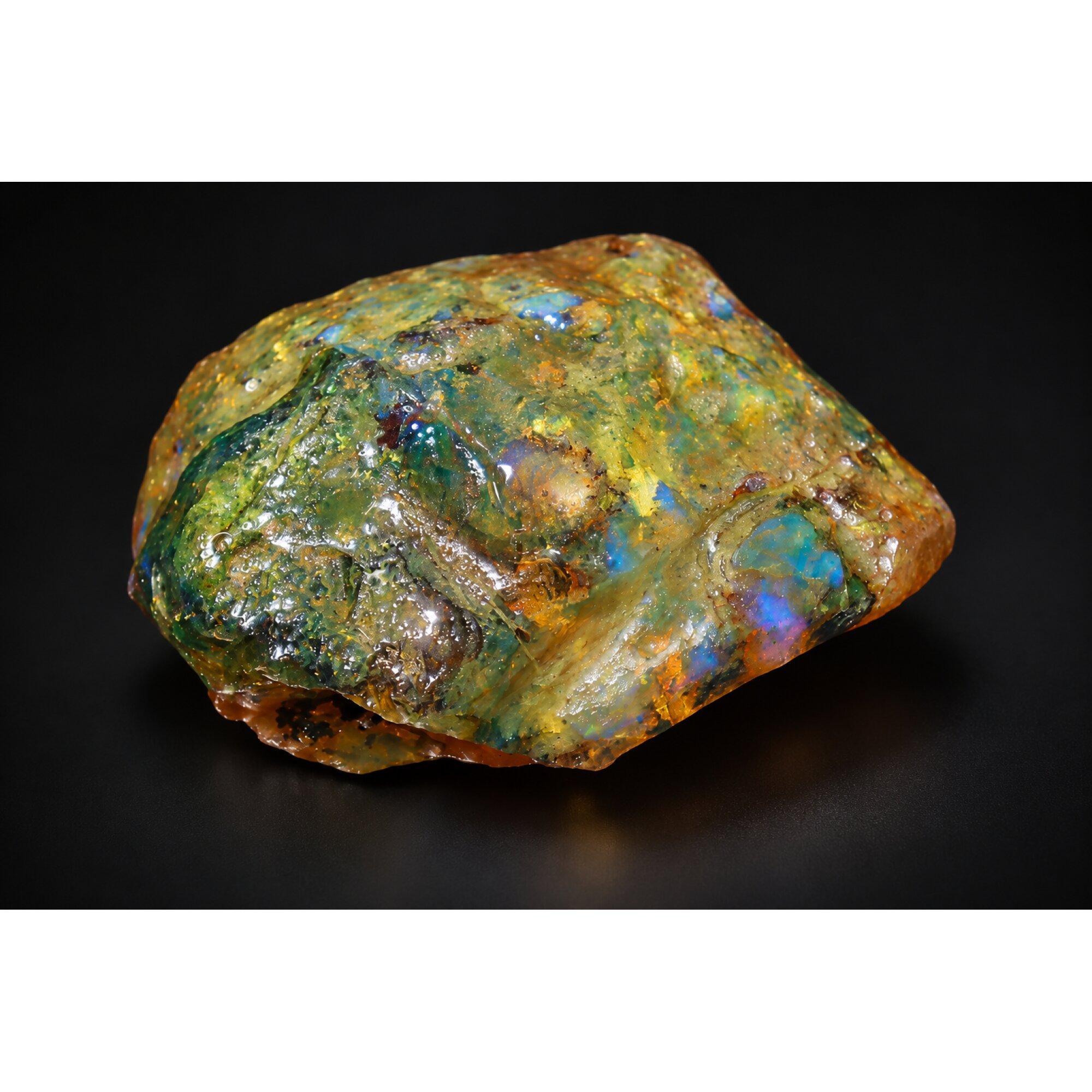 Untreated orange green rough specimen Dominican amber 45.1g – photo 7