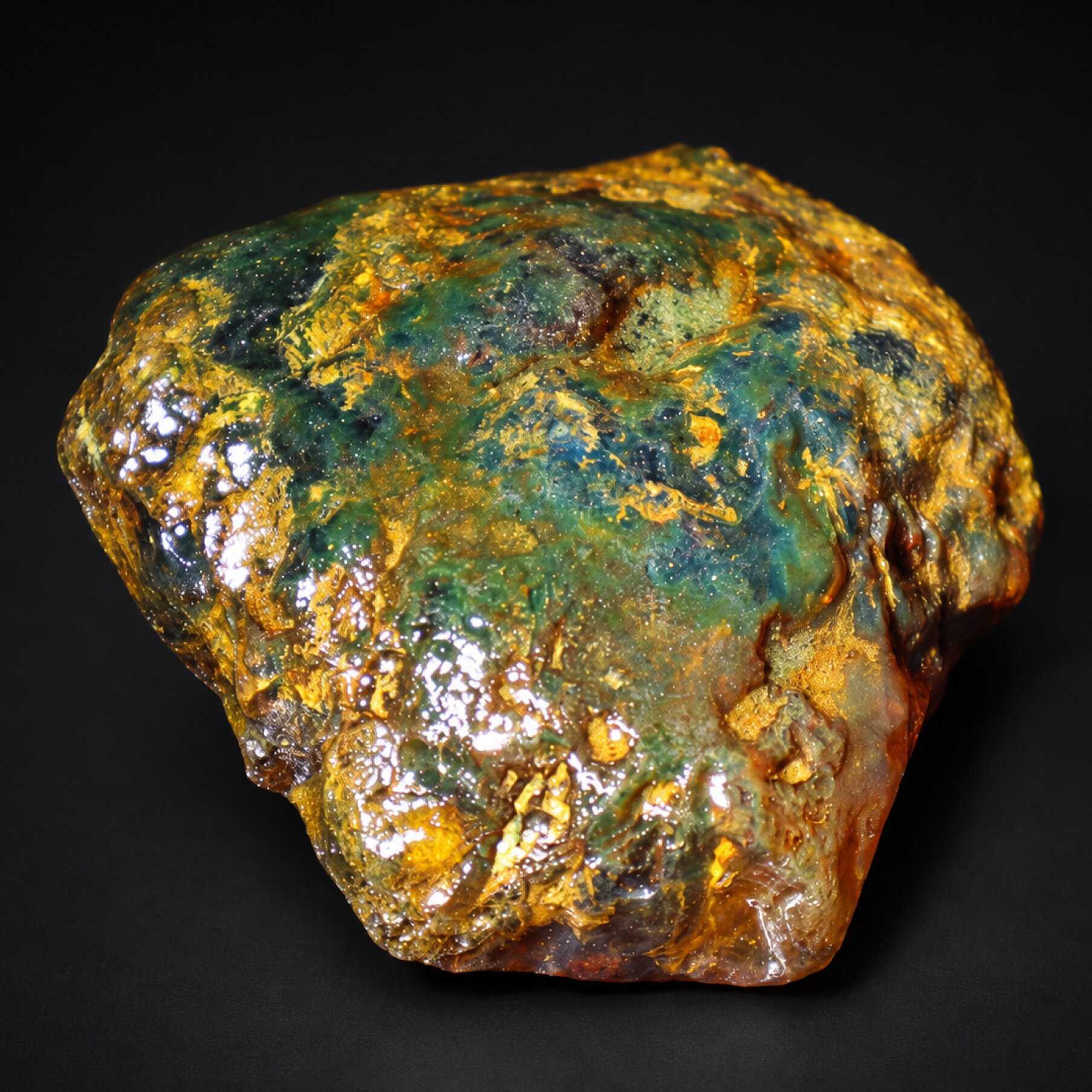 Genuine green cognac blue rough specimen Dominican amber 20.3g