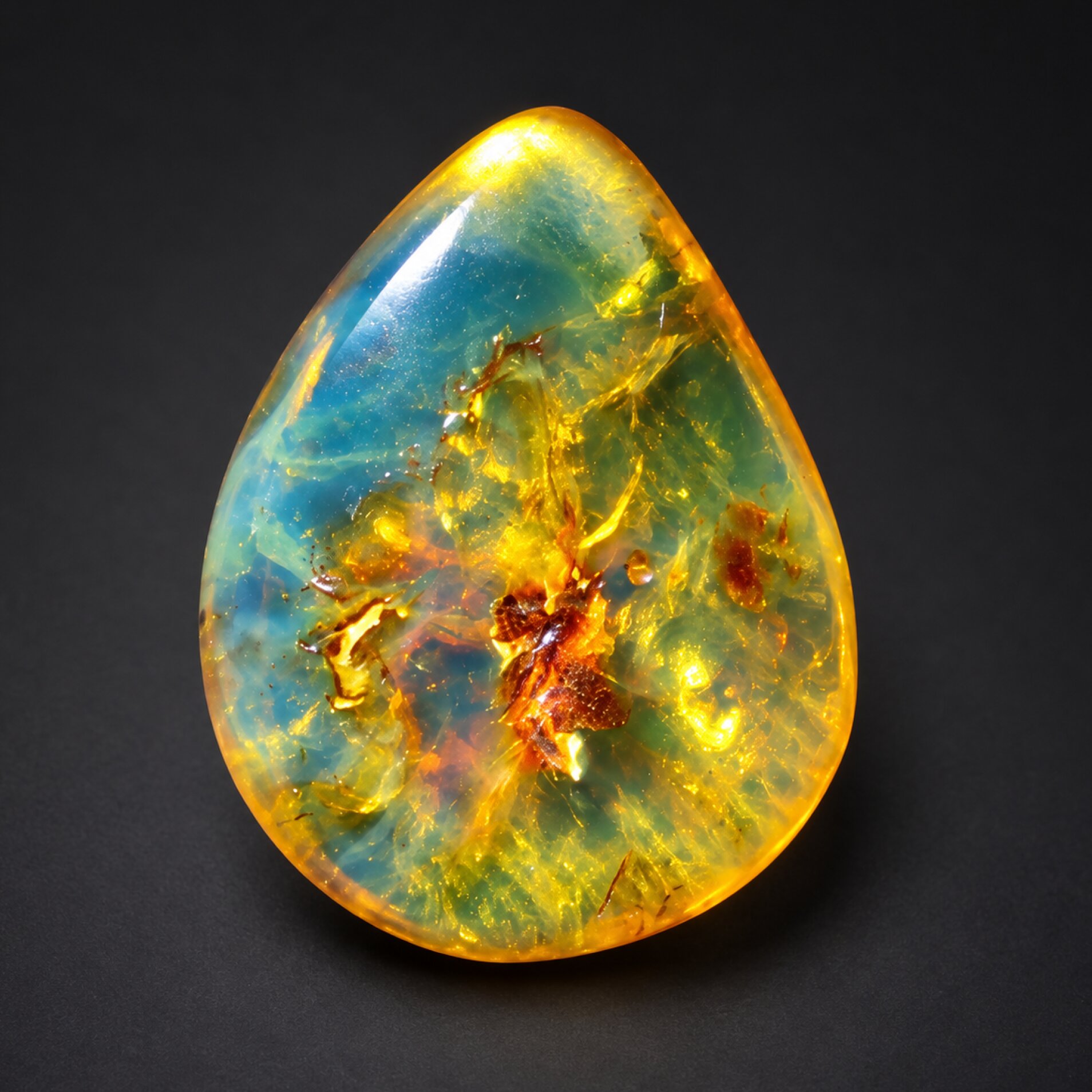 Natural orange blue polished Dominican amber 1.9g