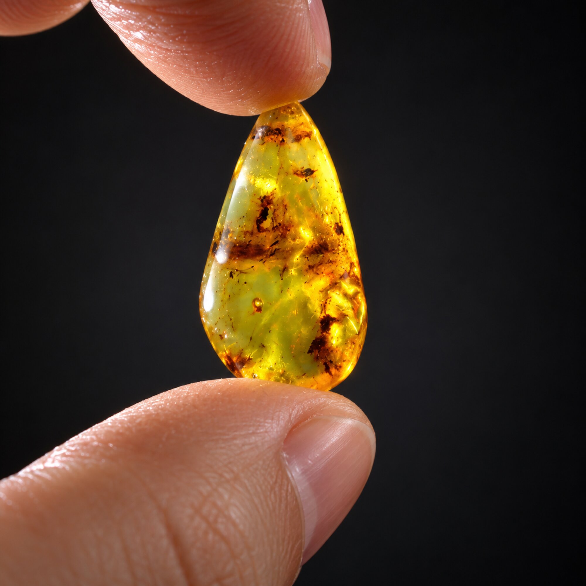 Natural orange green polished Dominican amber – photo 3