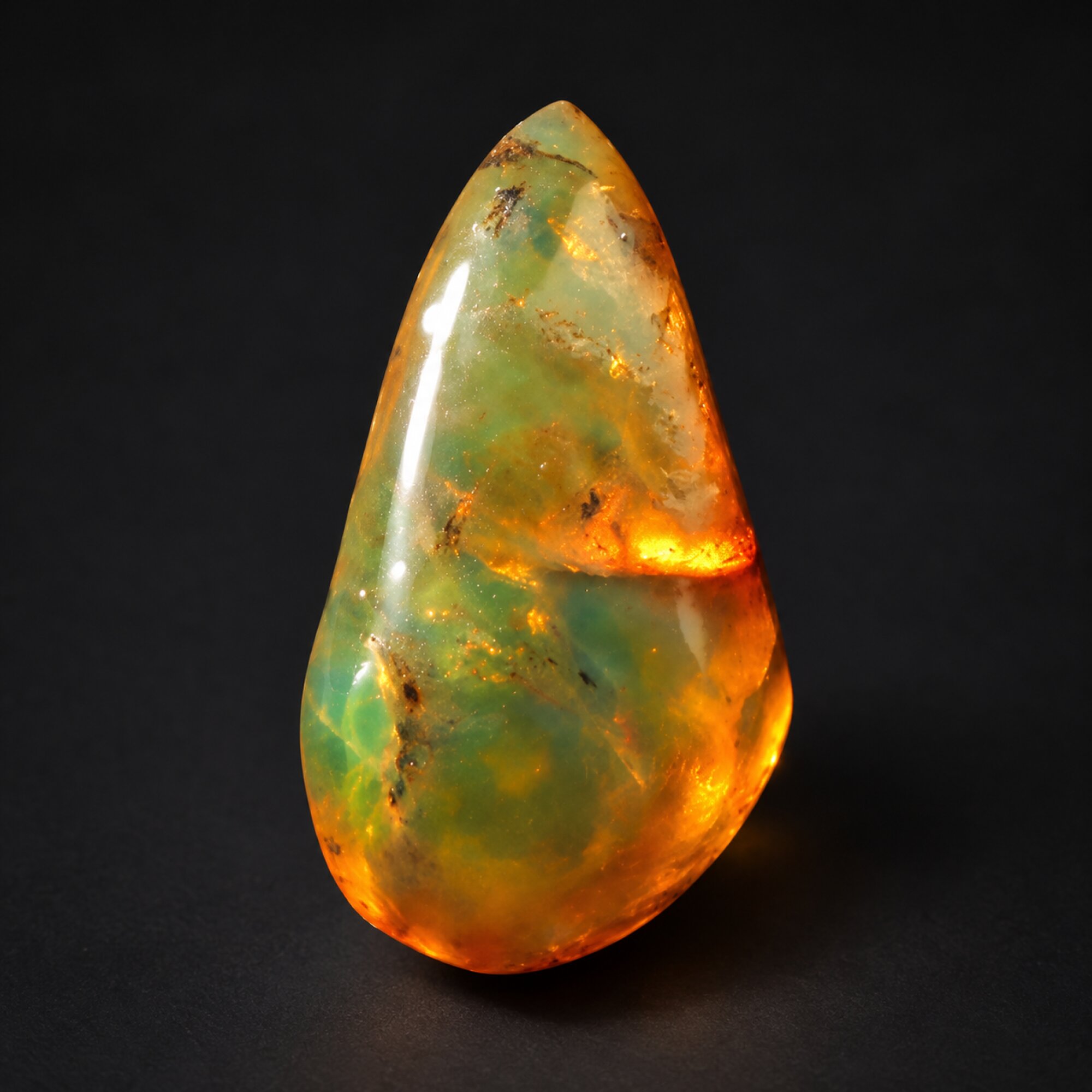 Natural orange green polished Dominican amber – photo 8