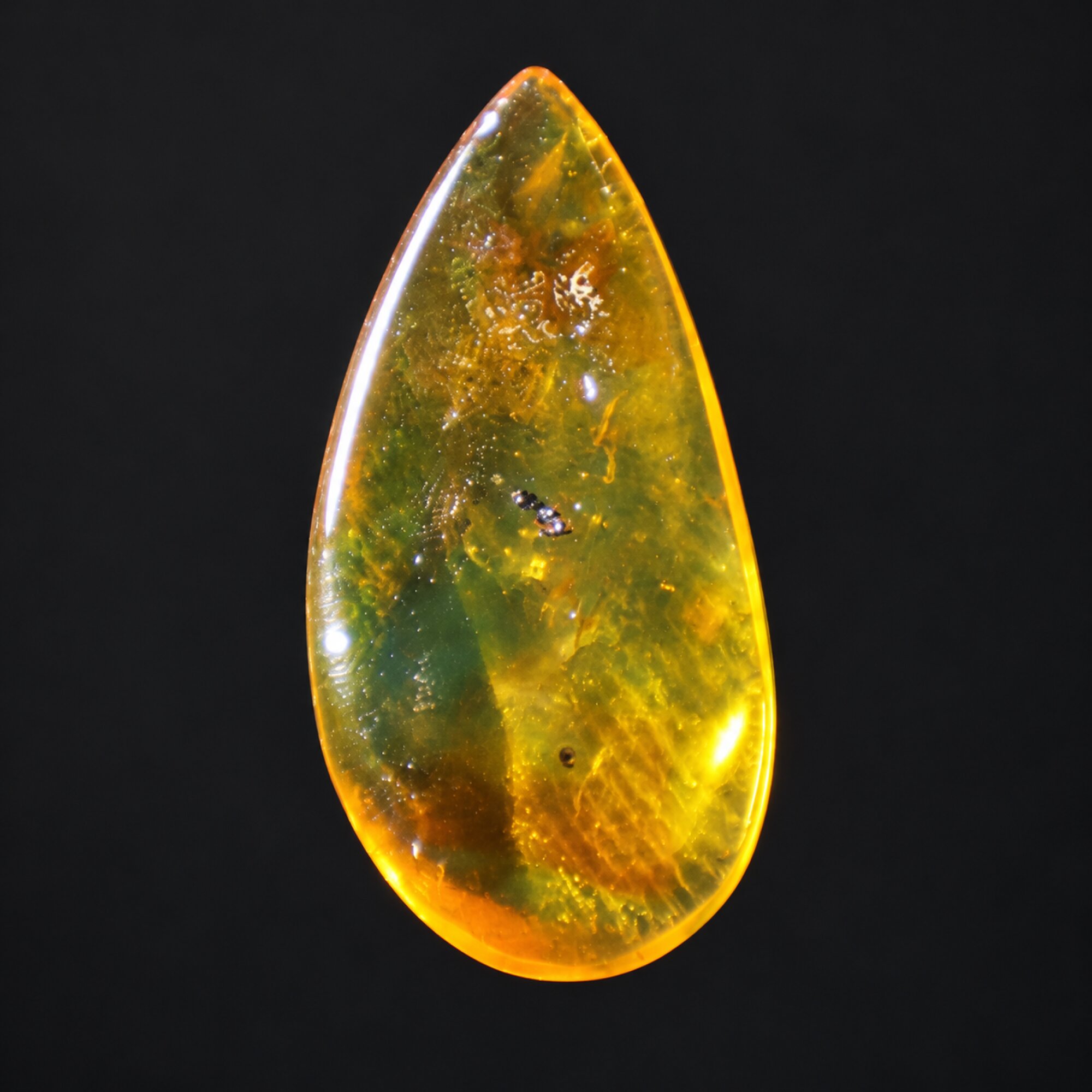 Natural orange green polished Dominican amber – photo 4