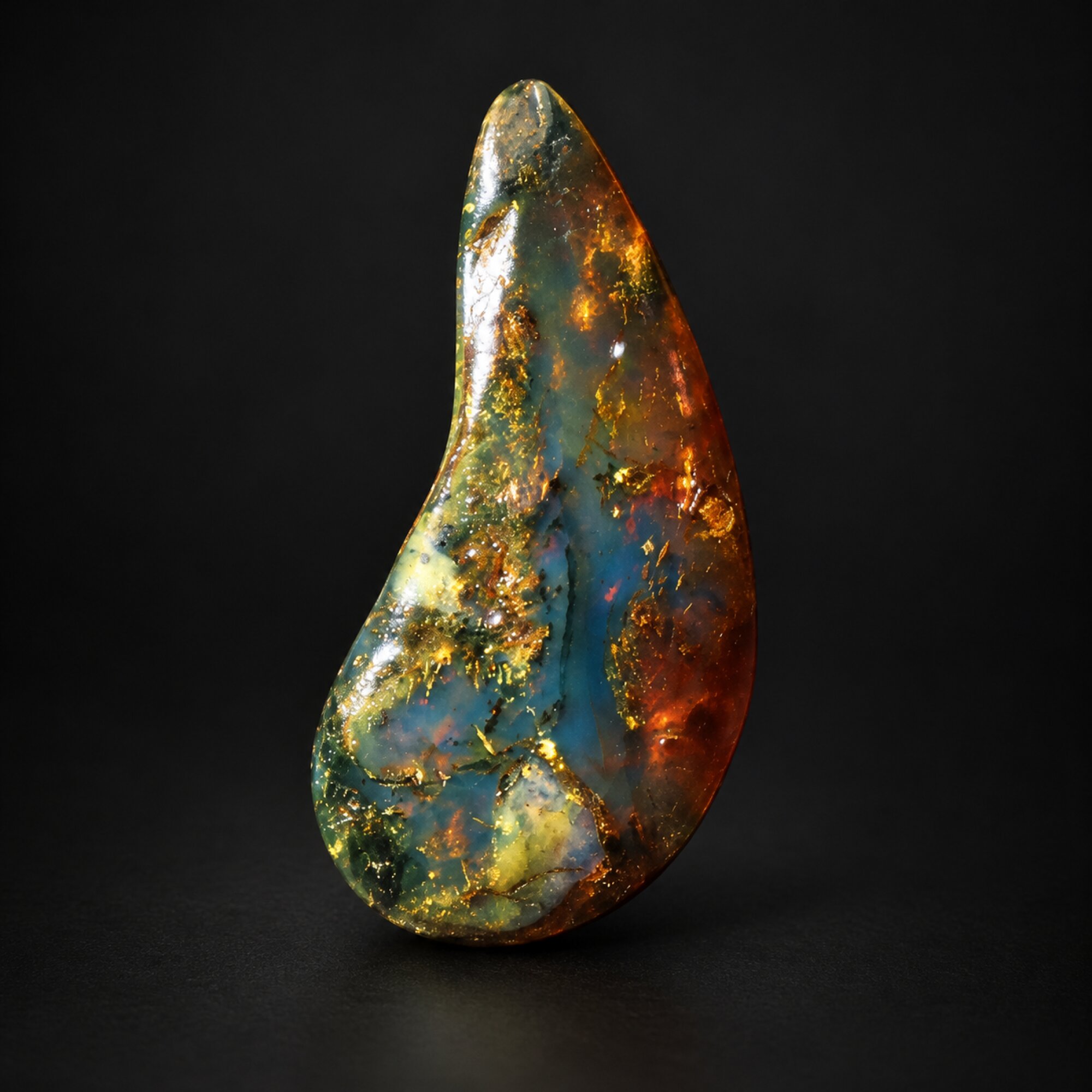 Pure natural deep blue polished Dominican amber – photo 5