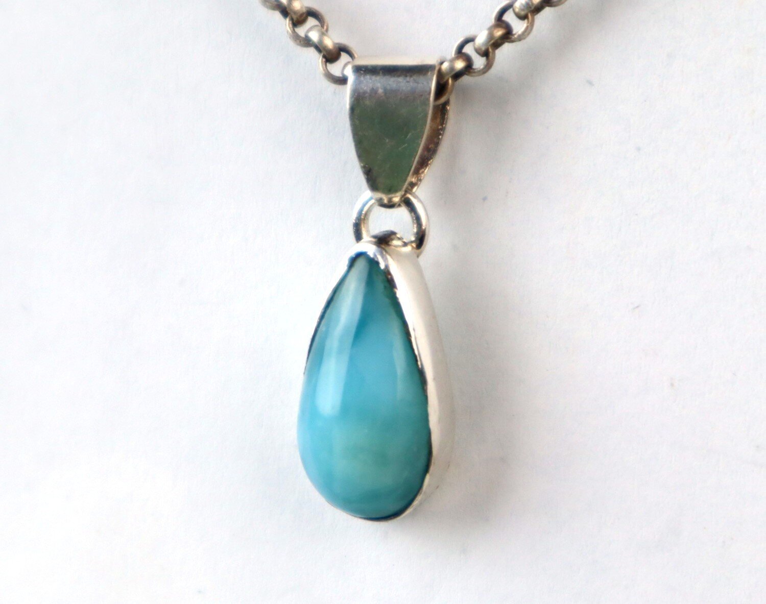 Deep Blue Larimar 925 Sterling Silver Pendant 29mm – photo 4