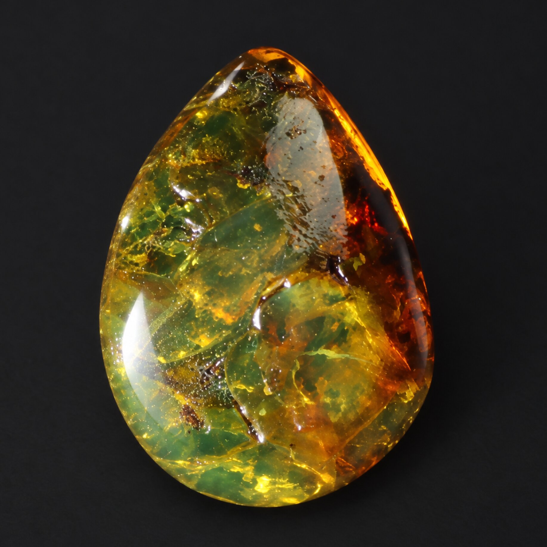 Natural orange green polished Dominican amber