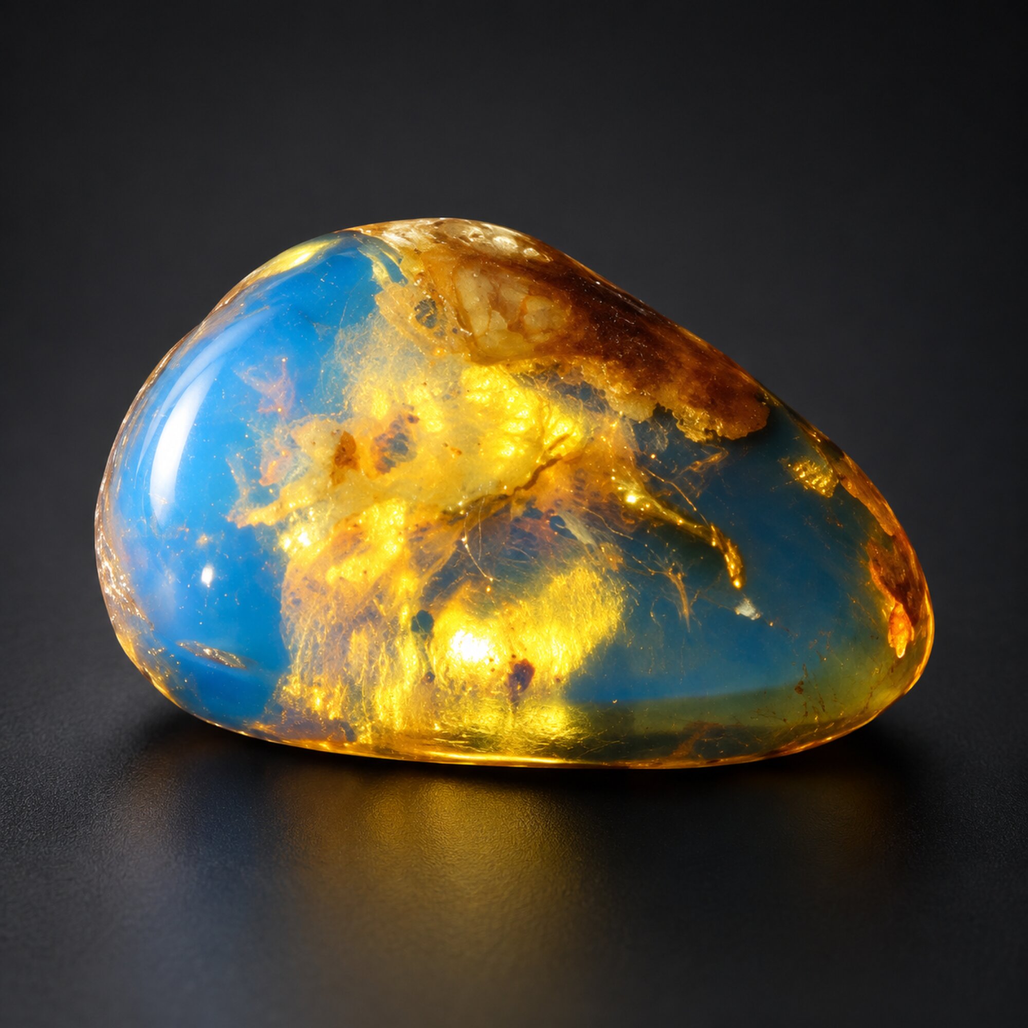 Untreated deep blue Dominican amber cabochon – photo 2