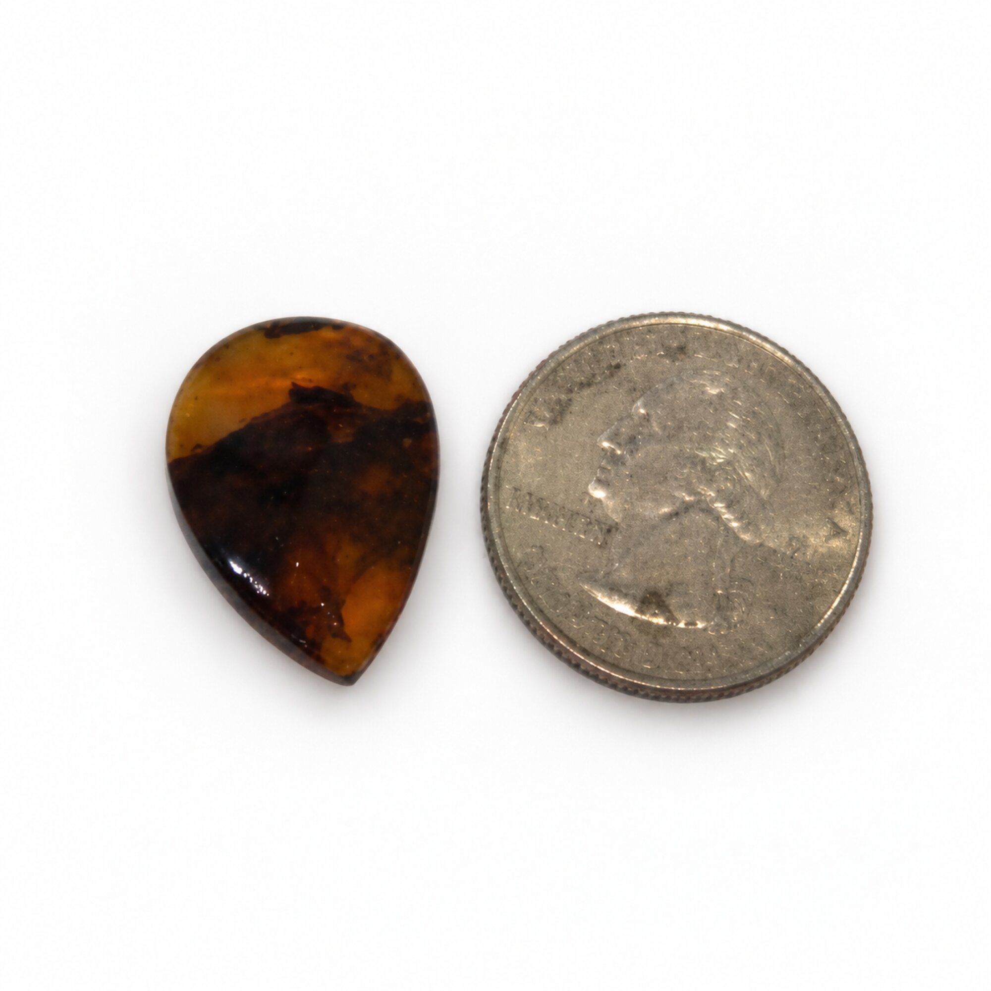 Natural yellow brown Dominican amber cabochon – photo 10