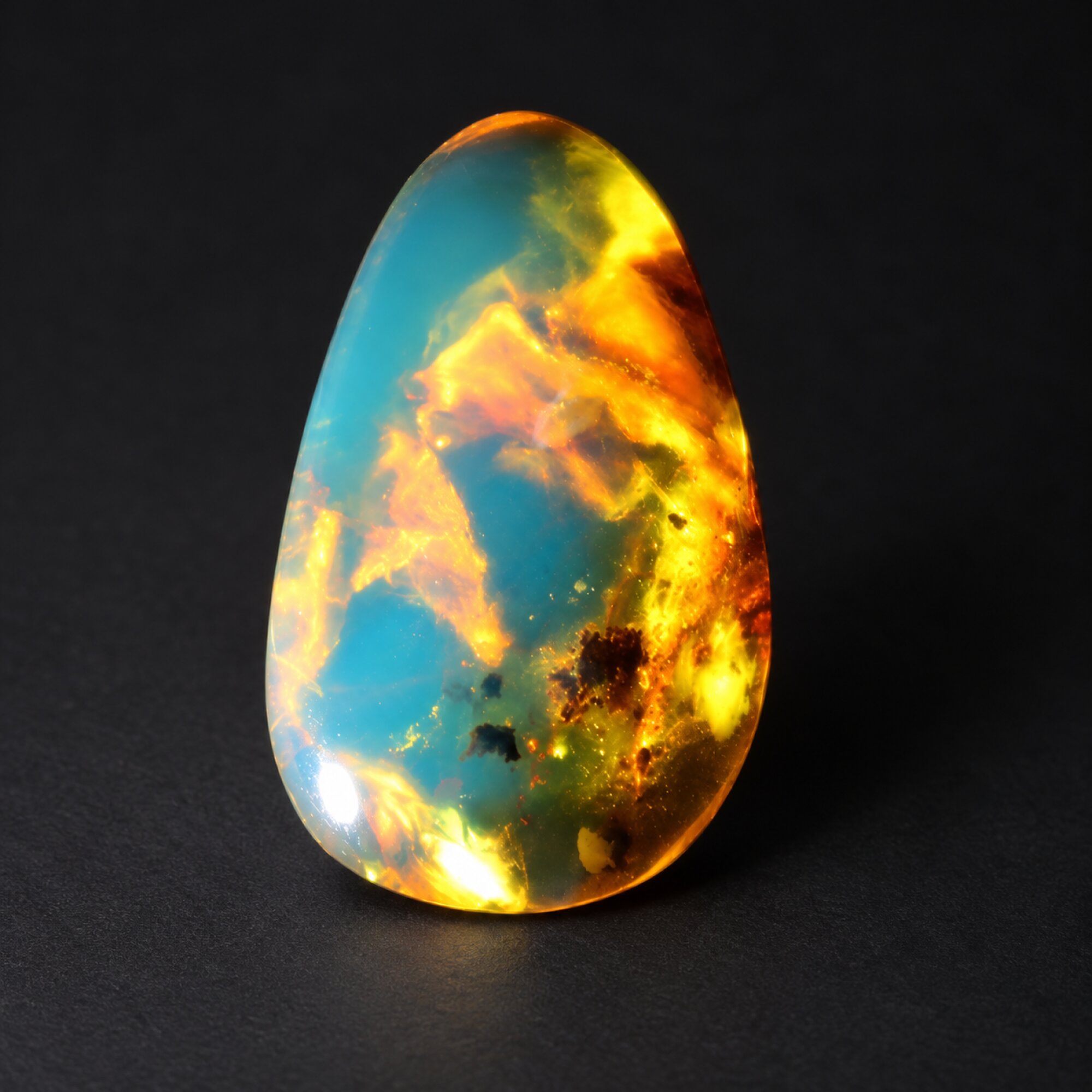 Nature created sky blue Dominican amber cabochon – photo 4