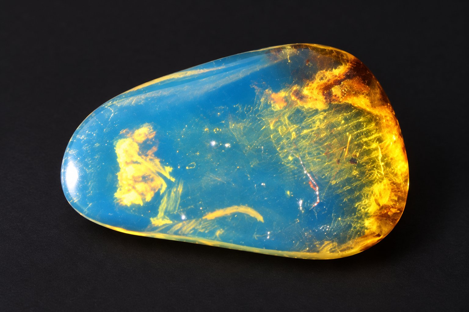 Earth crafted deep blue Dominican amber cabochon – photo 4
