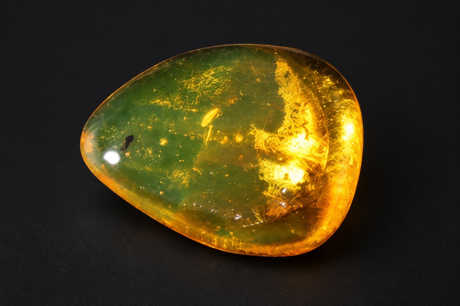 Authentic orange green Dominican amber cabochon – photo 2