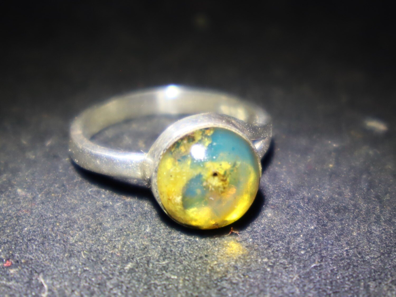 Lovely Natural Clear Light Blue Amber 925 Sterling Silver Ring #5.5 free resize – photo 6