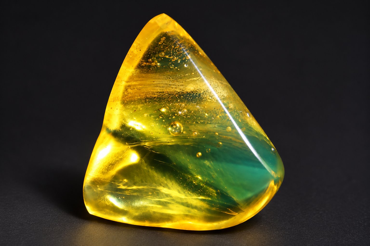 Genuine yellow green polished Dominican amber