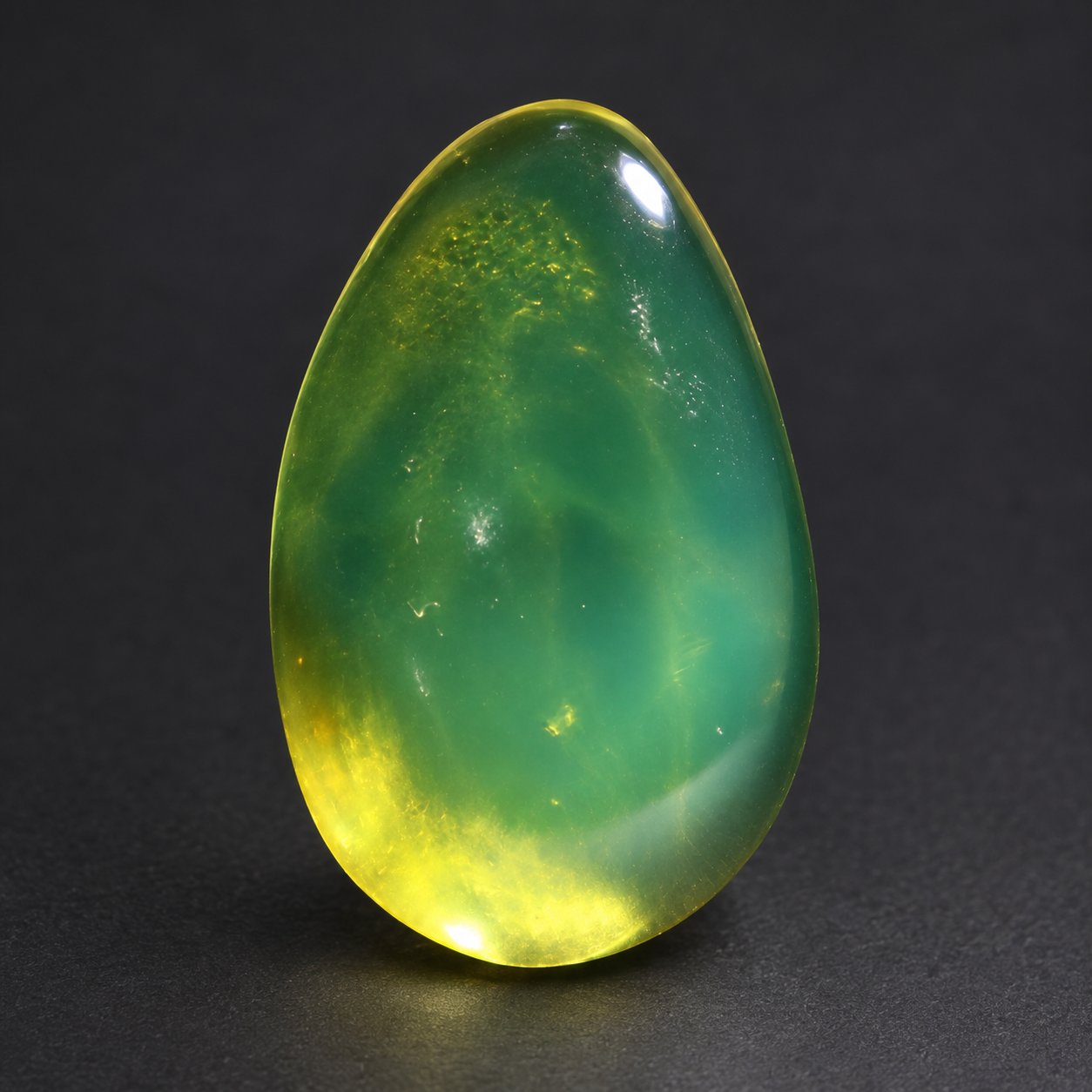 Genuine yellow green polished Dominican amber