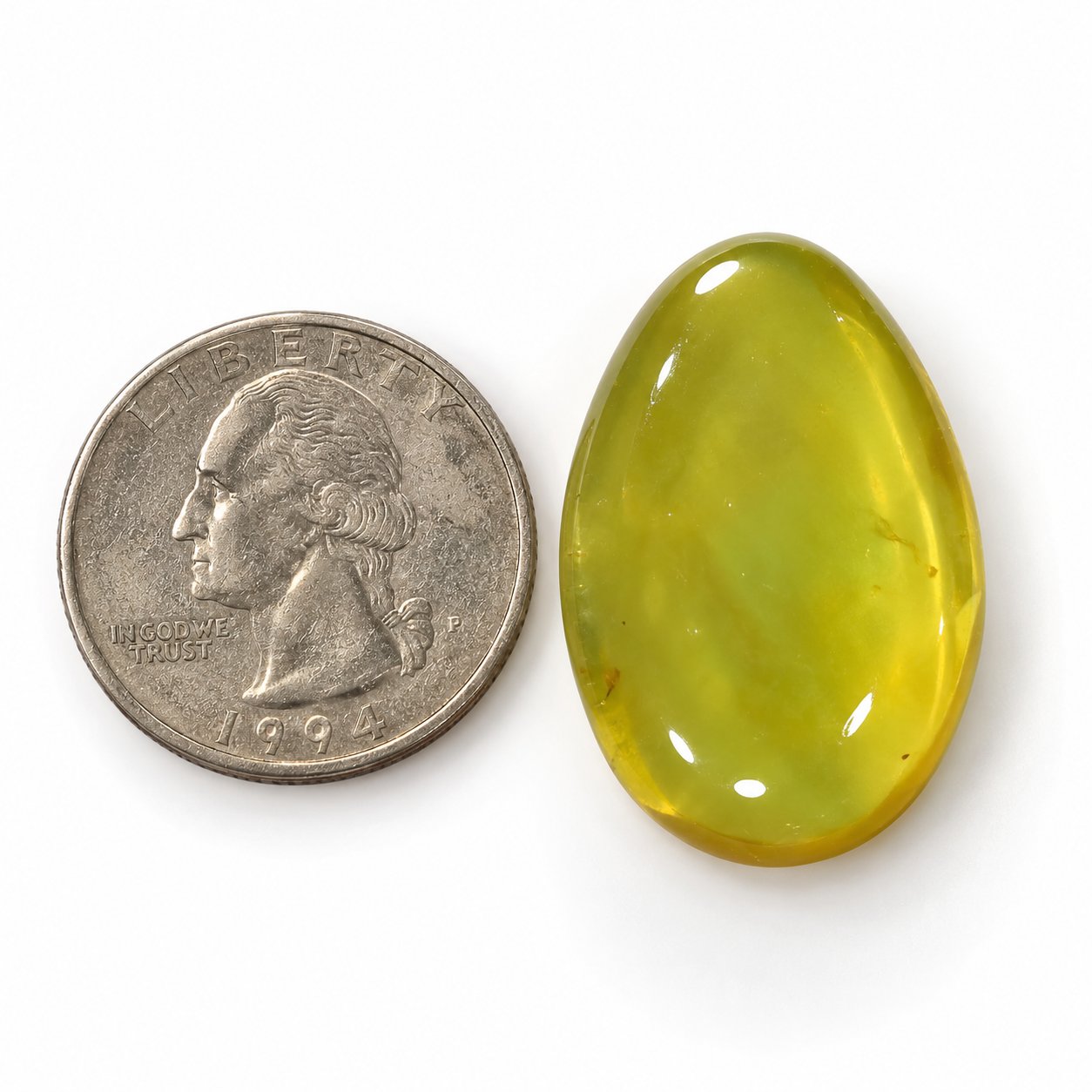 Genuine yellow green polished Dominican amber – photo 3