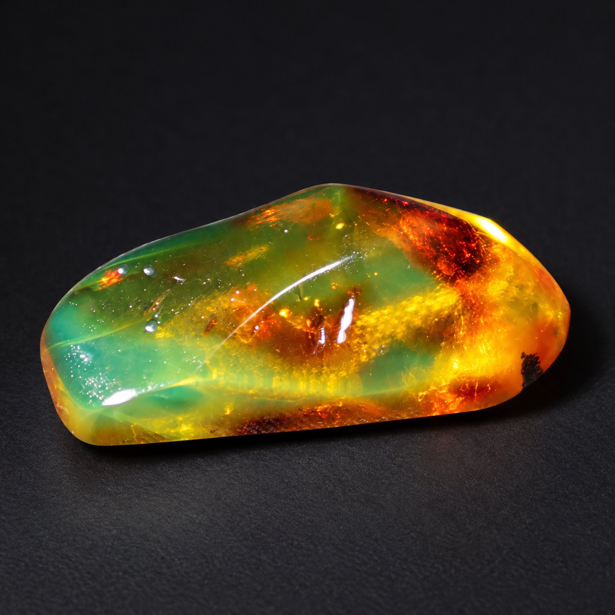 Real dark green polished Dominican amber 35mm – photo 14