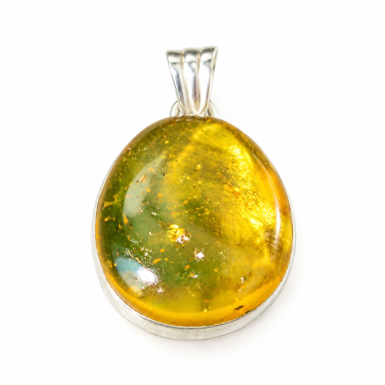 Boutique crafted yellow green Dominican amber sterling silver pendant 4g – photo 5