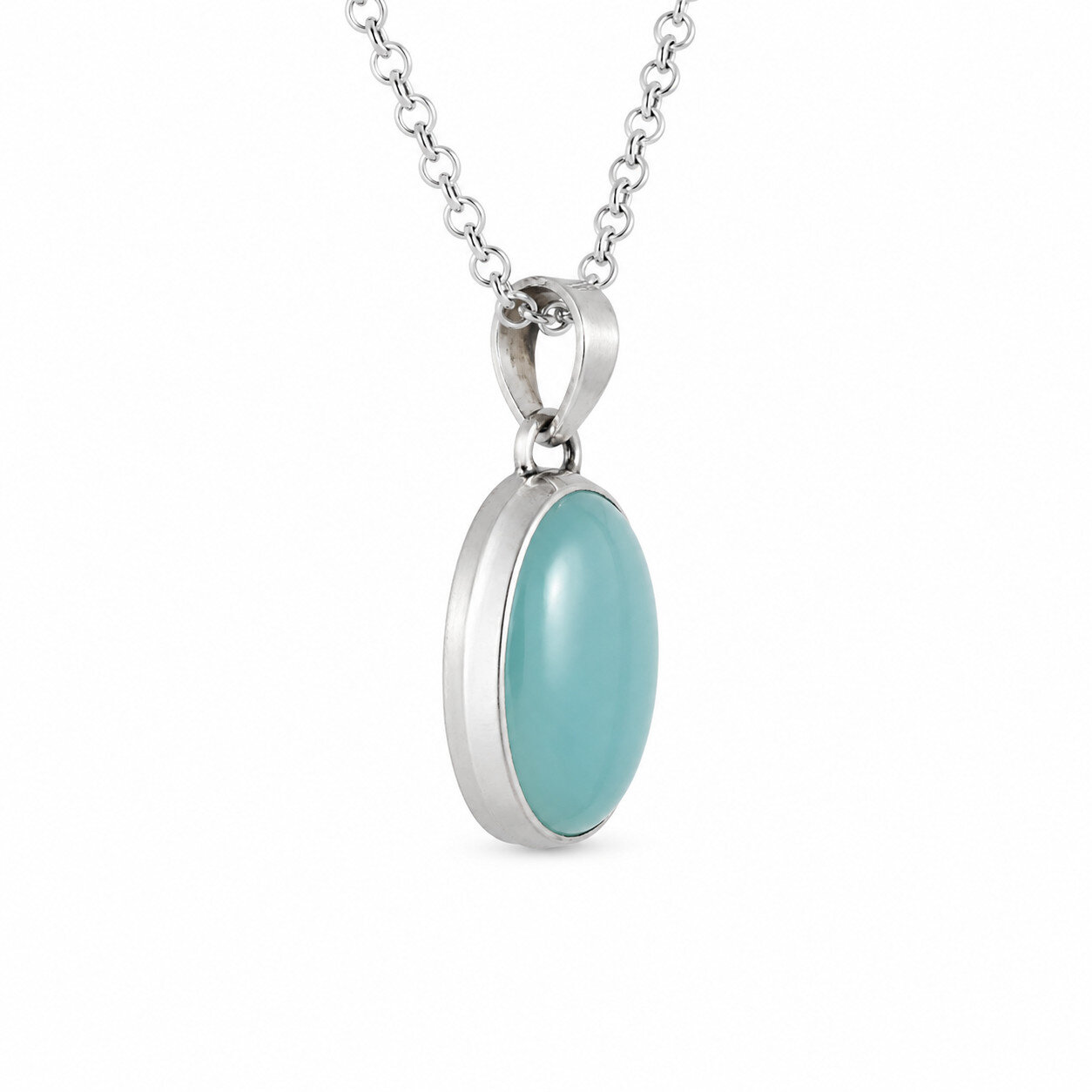 Polished Statement Blue Dyed Howlite 925 Sterling Silver Round Pendant 38mm – photo 3
