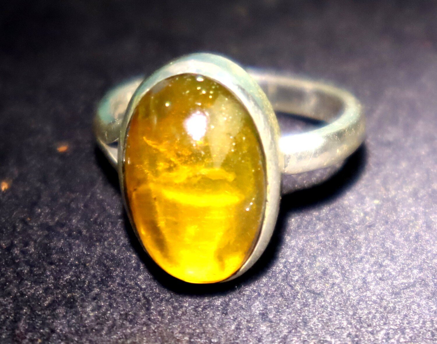 Exquisite Natural Clear Deep Yellow Amber .925 Sterling Silver Ring #5.5 – photo 7