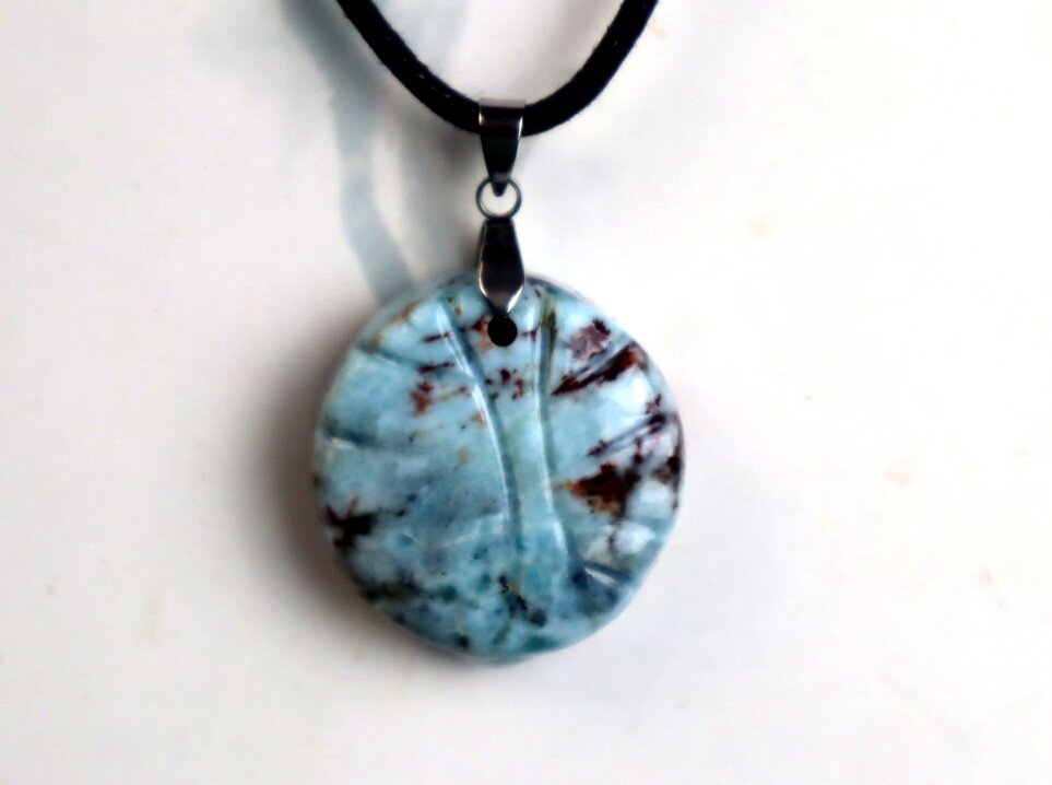 Charming Design Natural Ocean Blue Larimar Necklace adjustable free cord – photo 4